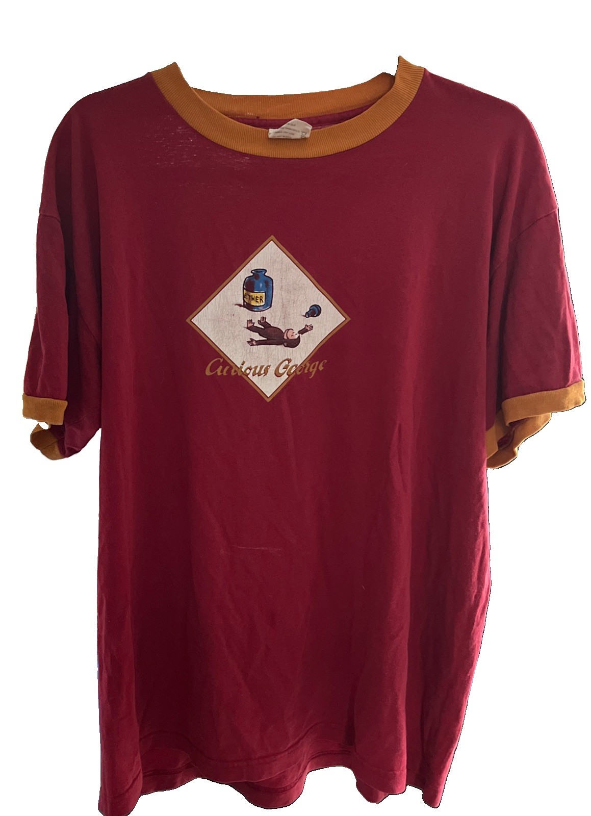1995 Vintage Curious George Ether Ringer T Shirt L Cronies Made USA Rare 1995 Vintage Curious George Ether Ringer T Shirt L Cronies Made USA Rare