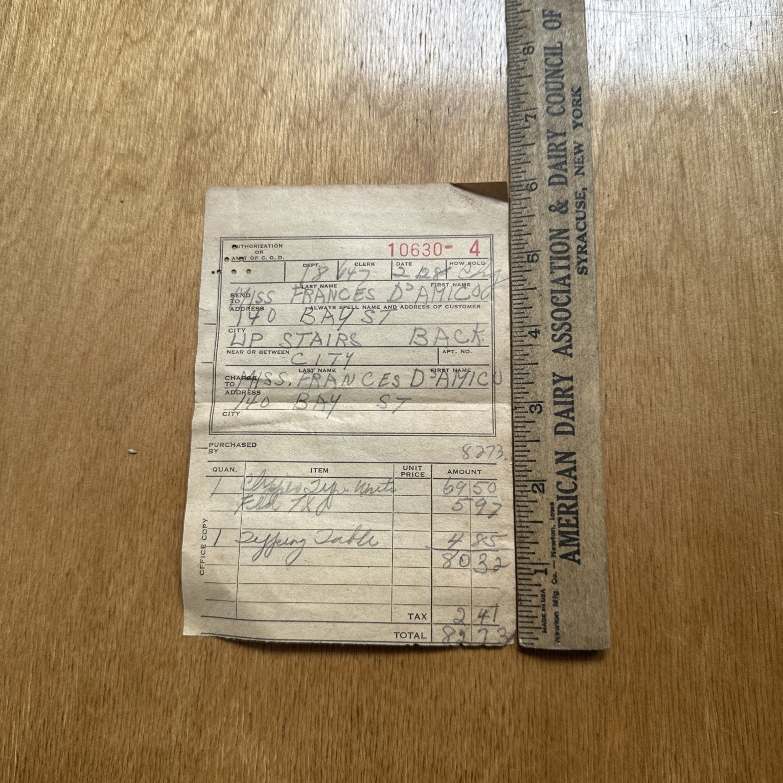Vintage 1954 EW Edwards Son Rochester NY Department Store Receipt Frances DAmico Vintage 1954 EW Edwards Son Rochester NY Department Store Receipt Frances DAmico