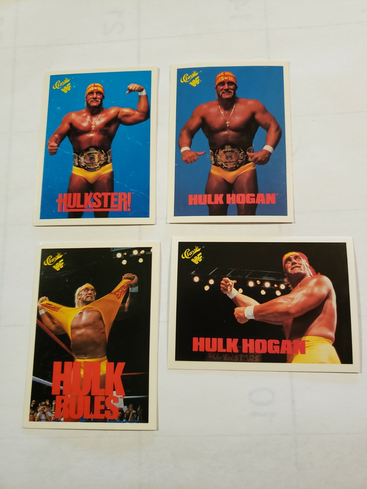 4 1989 Hulk Hogan Titan Sports Classic WWF Hulkamania Card # 1 102 125 137