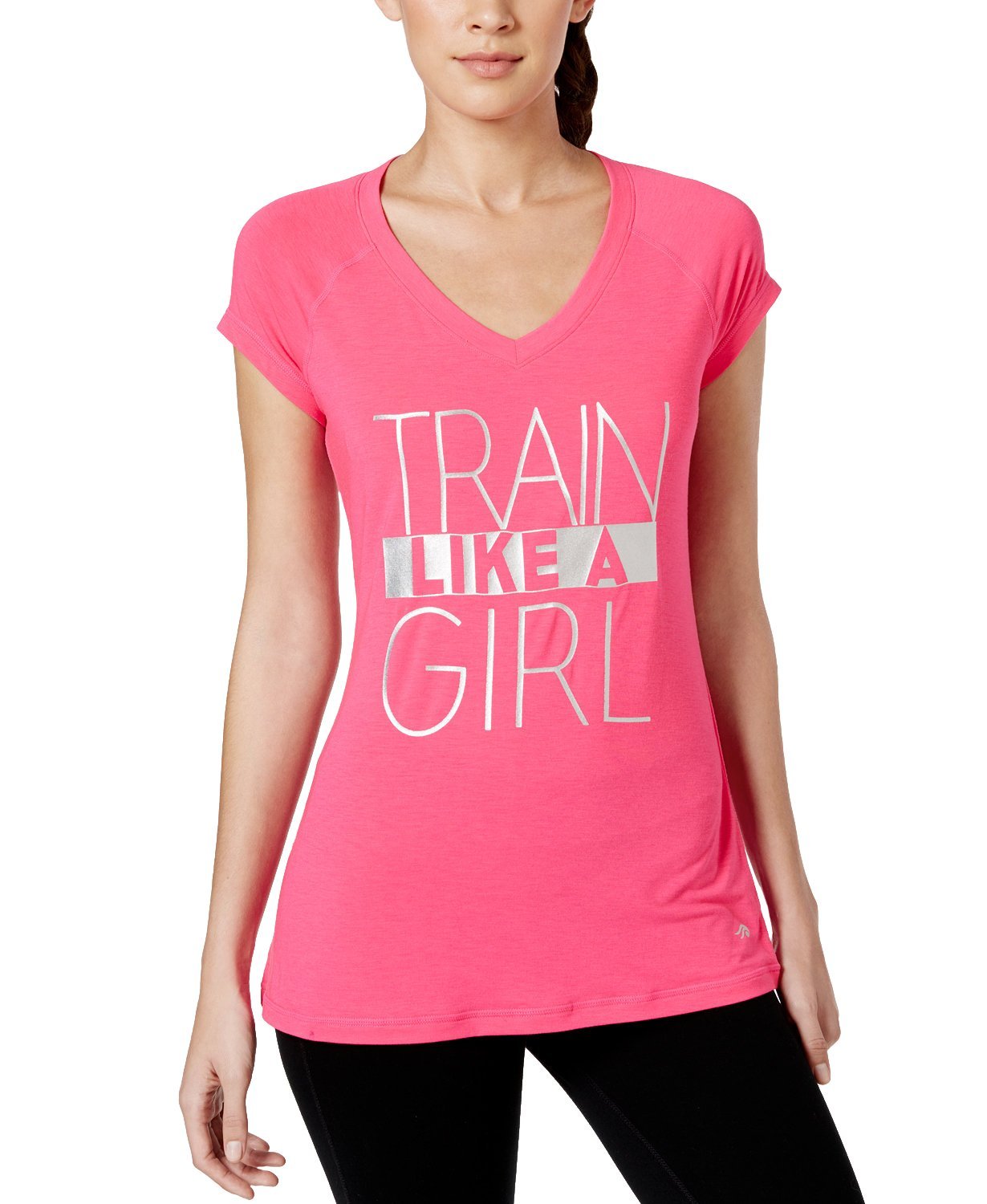 New IDEOLOGY Women\'s Short Sleeve Tee Shirt Top \'Train Like A Girl\' Graphic Pink New IDEOLOGY Women\'s Short Sleeve Tee Shirt Top \'Train Like A Girl\' Graphic Pink