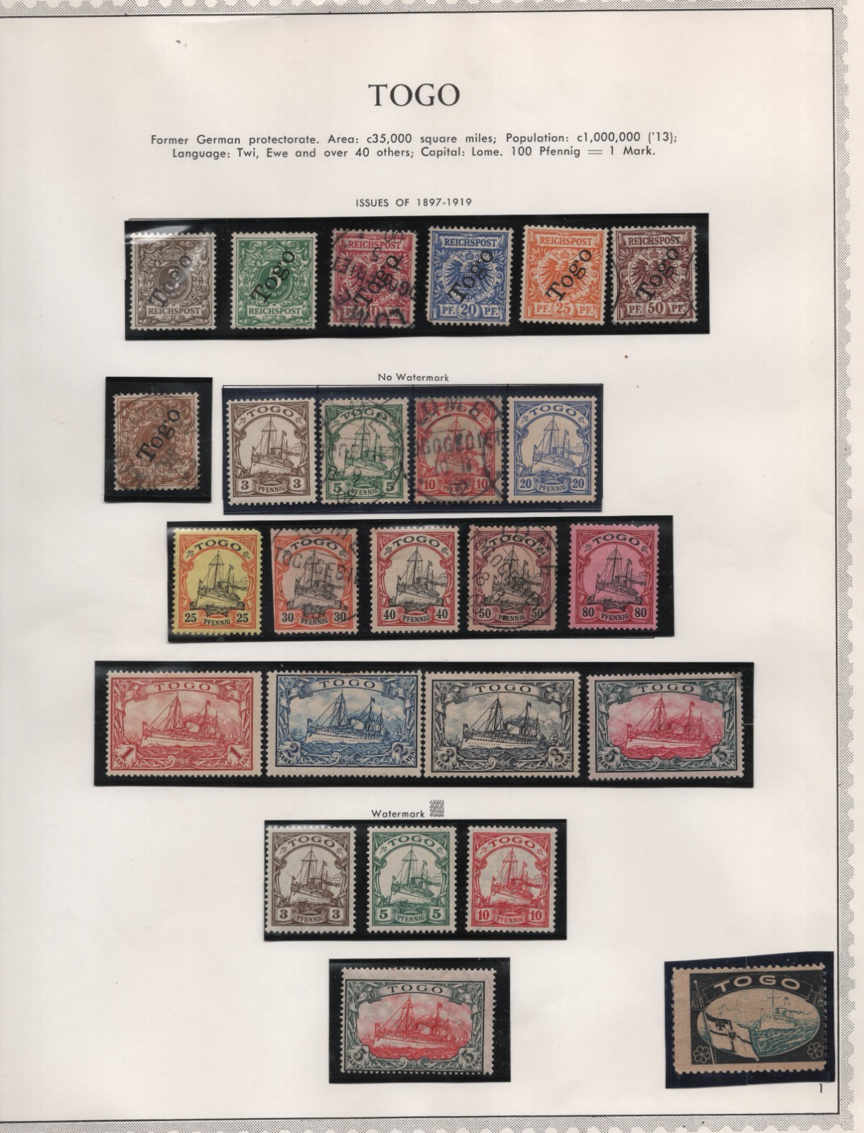 Germany Togo 1897-1900 Collection Of 24 Stamps Mint & Used Scott #1-23 Complete