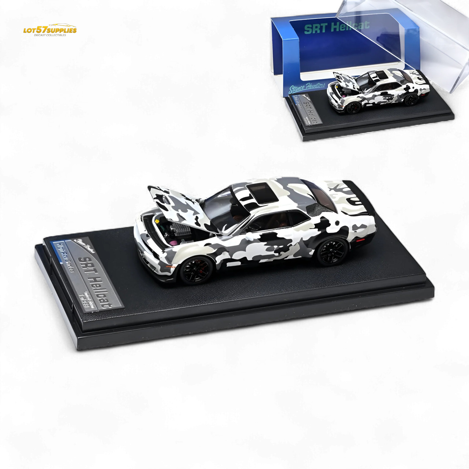 Stance Hunters Dodge Challenger SRT Hellcat Arctic Camo 1:64 Stance Hunters Dodge Challenger SRT Hellcat Arctic Camo 1:64