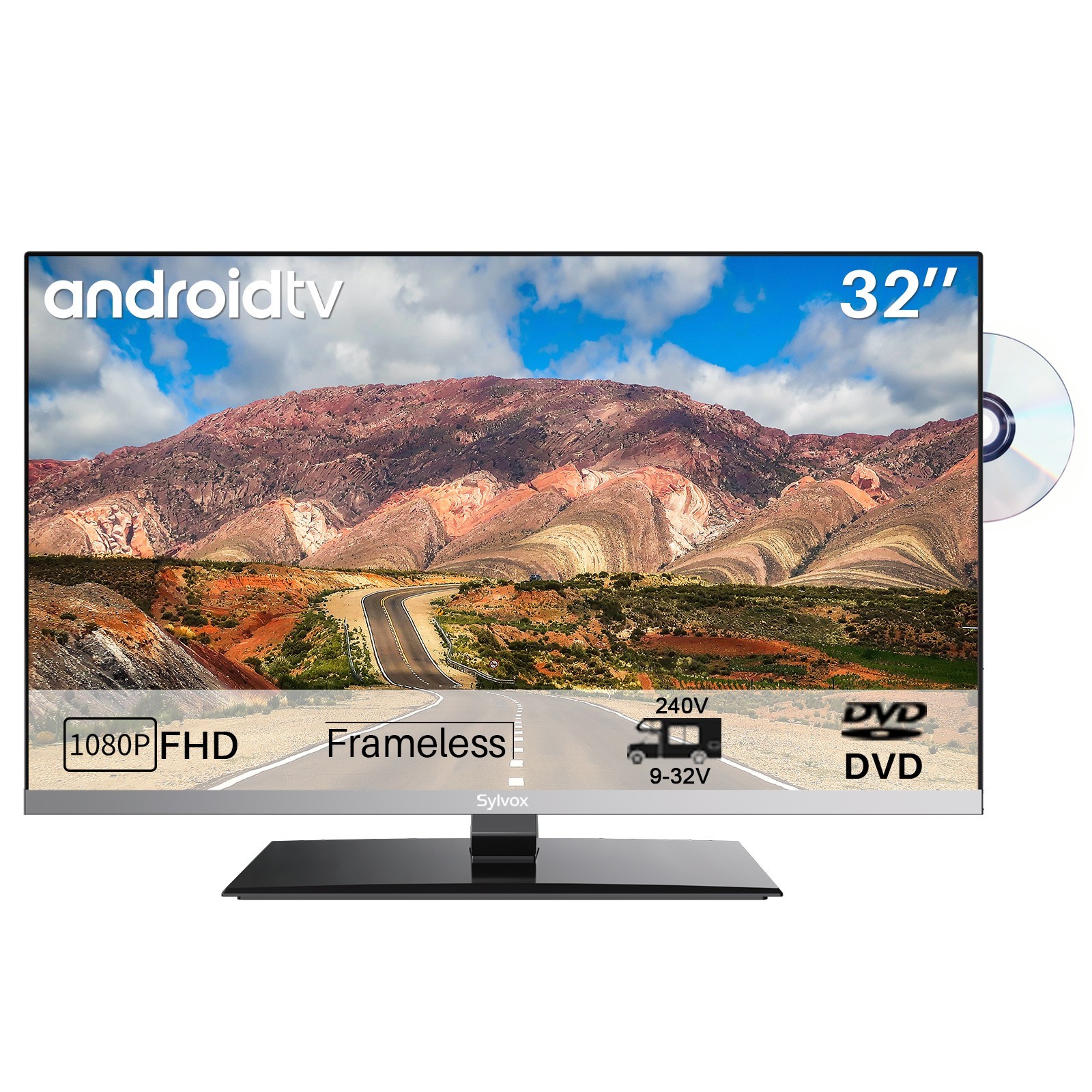 Sylvox 32\'\' 12V Smart RV TV Built In DVD Player 1080P smart TV for Campervan
