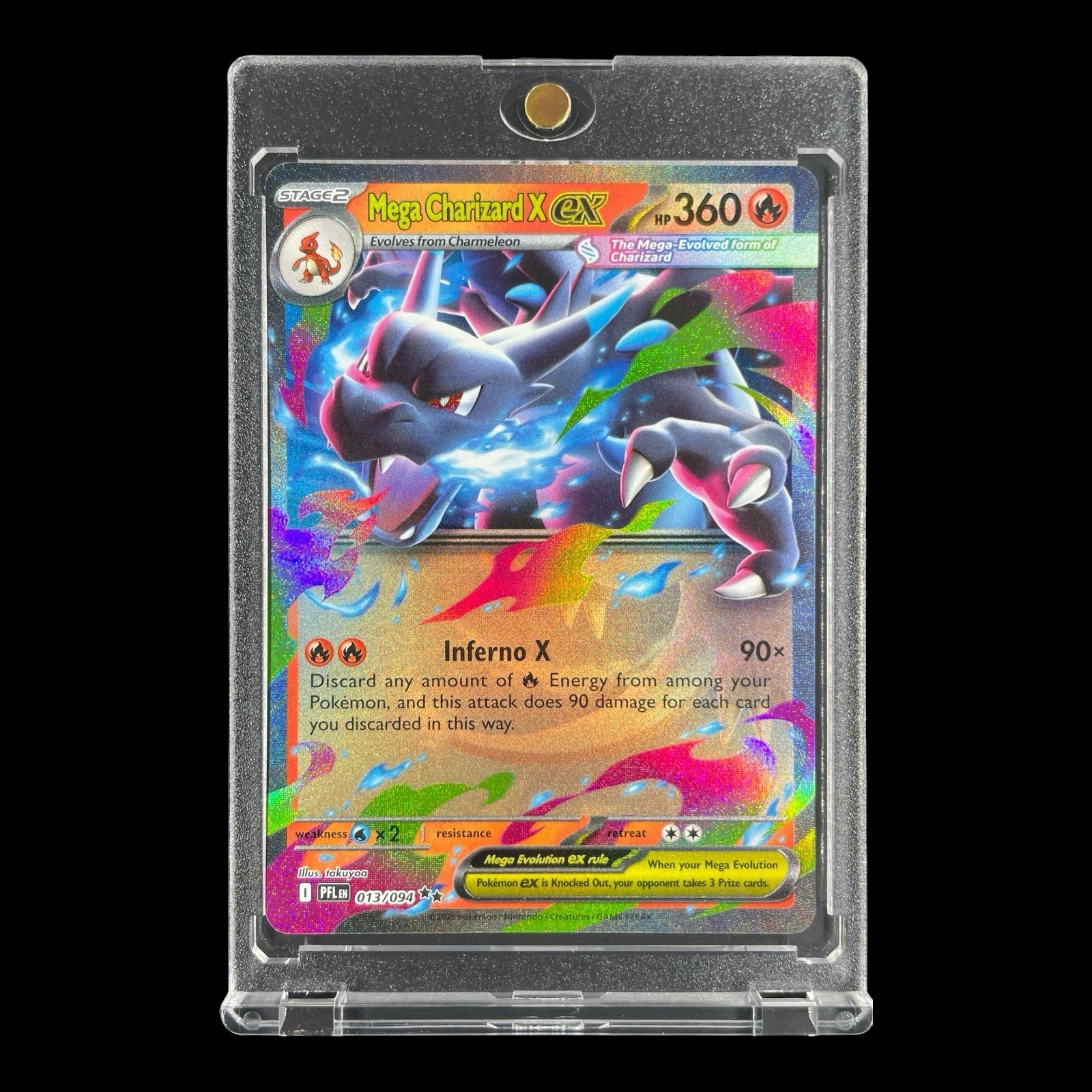 CHARIZARD MEGA EX RAINBOW FOIL FULL ART HOLO CARD 2025 Ultra Premium - Pokemon
