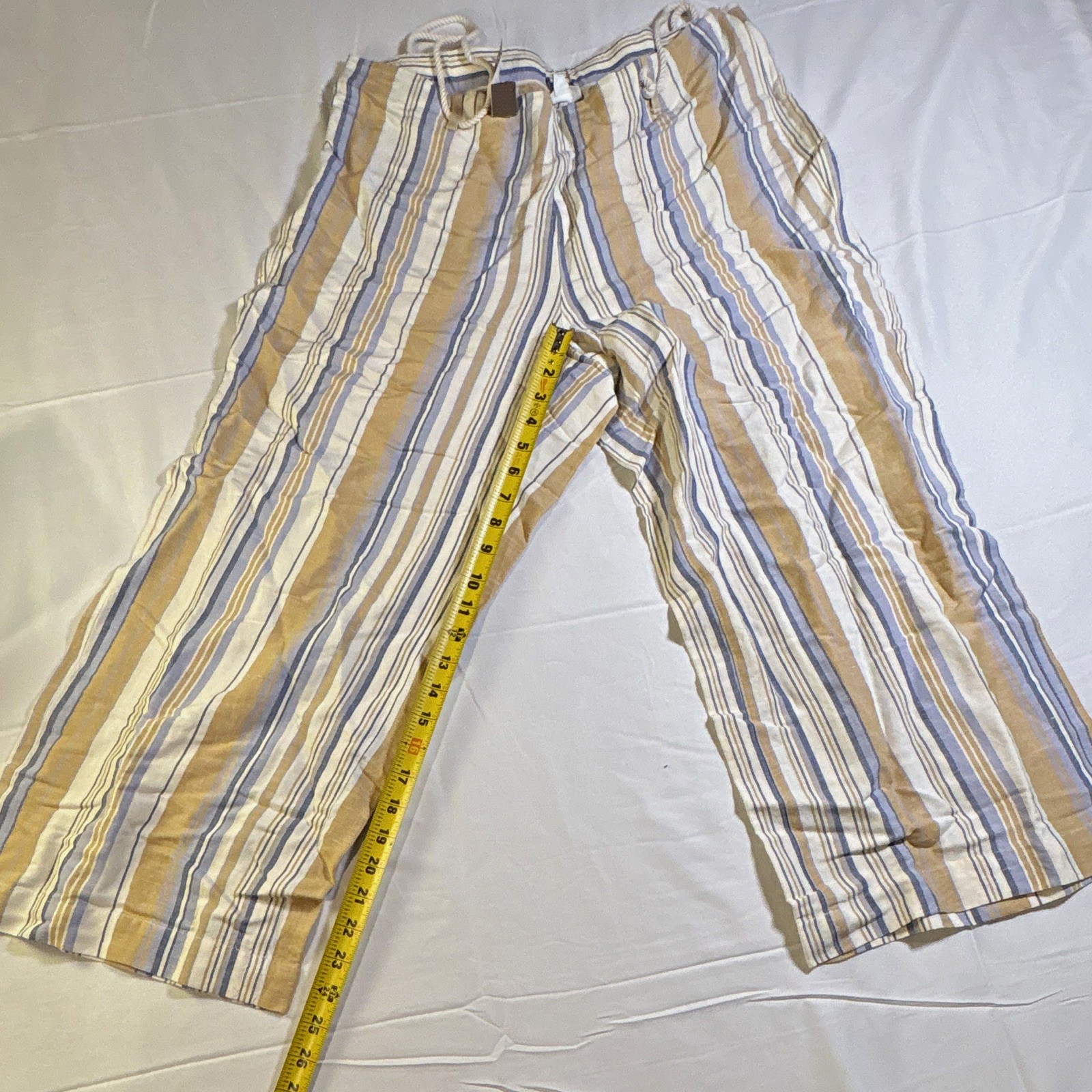 J. Jill Women’s 1X Striped Linen Drawstring Pocket Cropped Wide-Leg Pants J. Jill Women’s 1X Striped Linen Drawstring Pocket Cropped Wide-Leg Pants