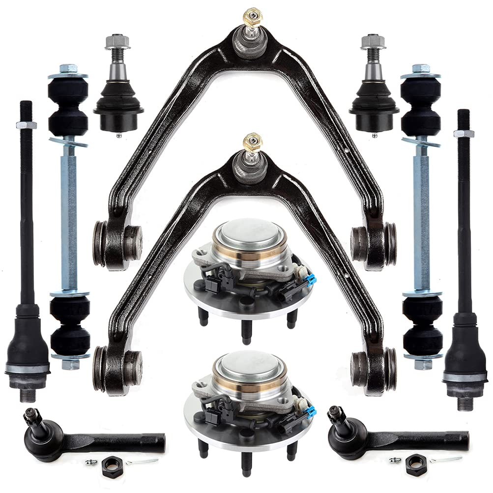 12Pcs Wheel Hub Control Arm Tie Rod Sway Bar Kit Chevy Silverado for GMC Sierra