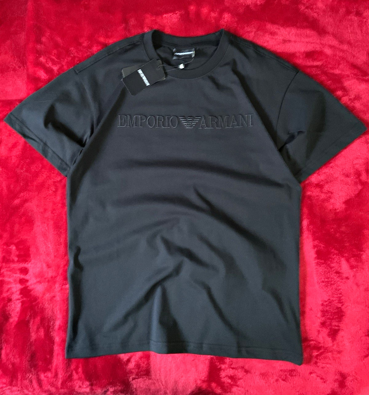 Emporio Armani Men\'s Embroidery Black Logo Cotton Crew Neck TShirt M,L Available