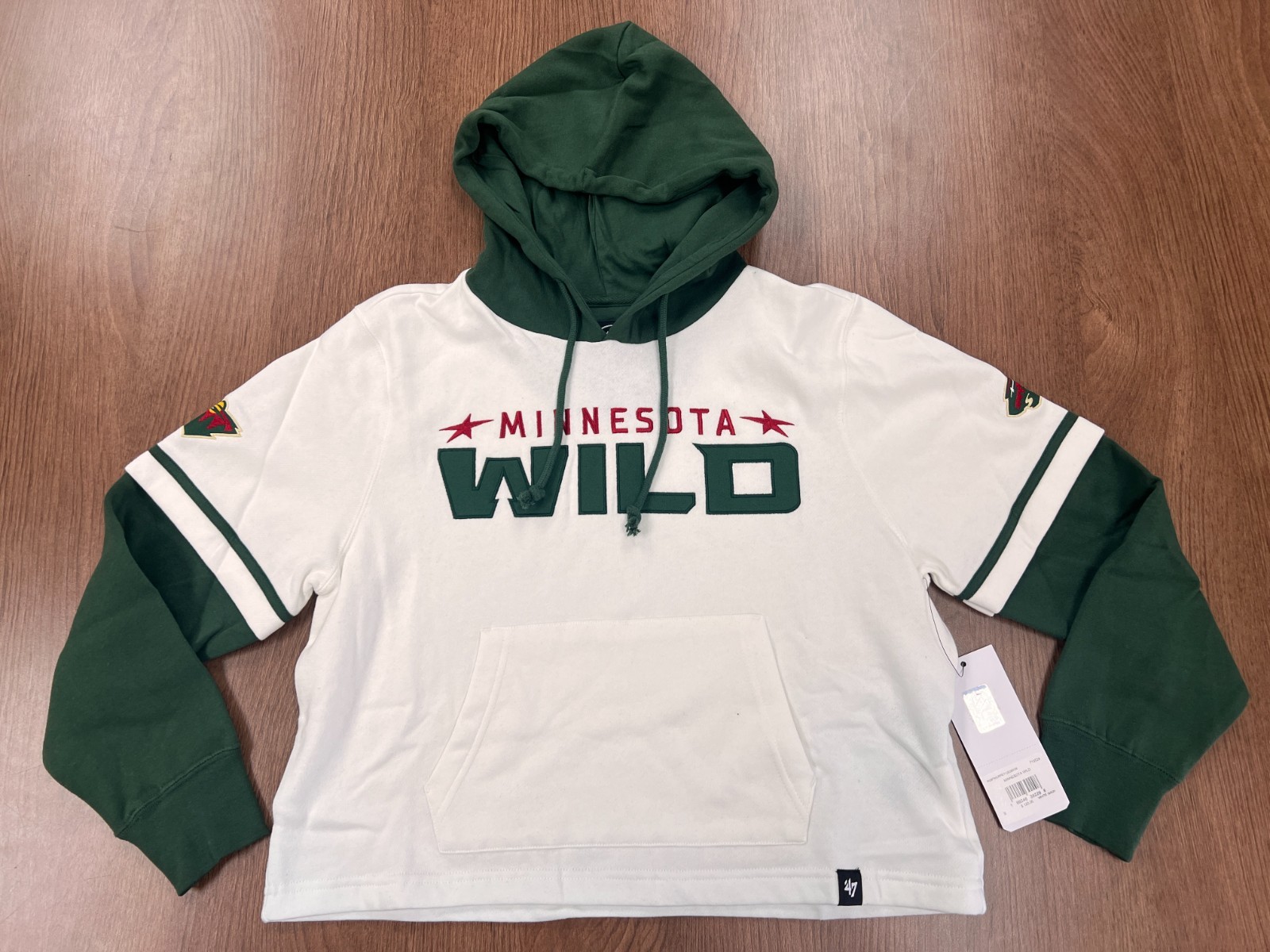 MINNESOTA WILD 47 TRIFECTA CROPPED SHORTSTOP HOOD WOMEN FLEECE JERSEY S NWT $120 MINNESOTA WILD 47 TRIFECTA CROPPED SHORTSTOP HOOD WOMEN FLEECE JERSEY S NWT $120