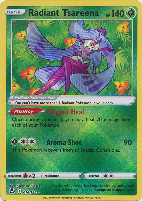 Radiant Tsareena - 016/195 Ultra Rare Silver Tempest NM Pokemon TCG