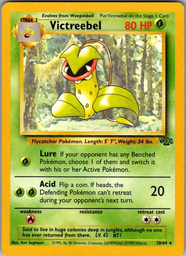 Victreebel 30/64 Rare Jungle Pokemon Unlimited Moderately Played Victreebel 30/64 Rare Jungle Pokemon Unlimited Moderately Played