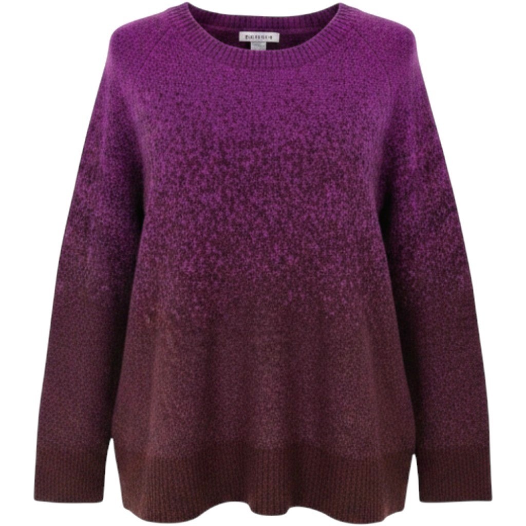 Athleta Jacquard Crew Sweater XL Purple Burgundy Ombre Merino Wool Blend