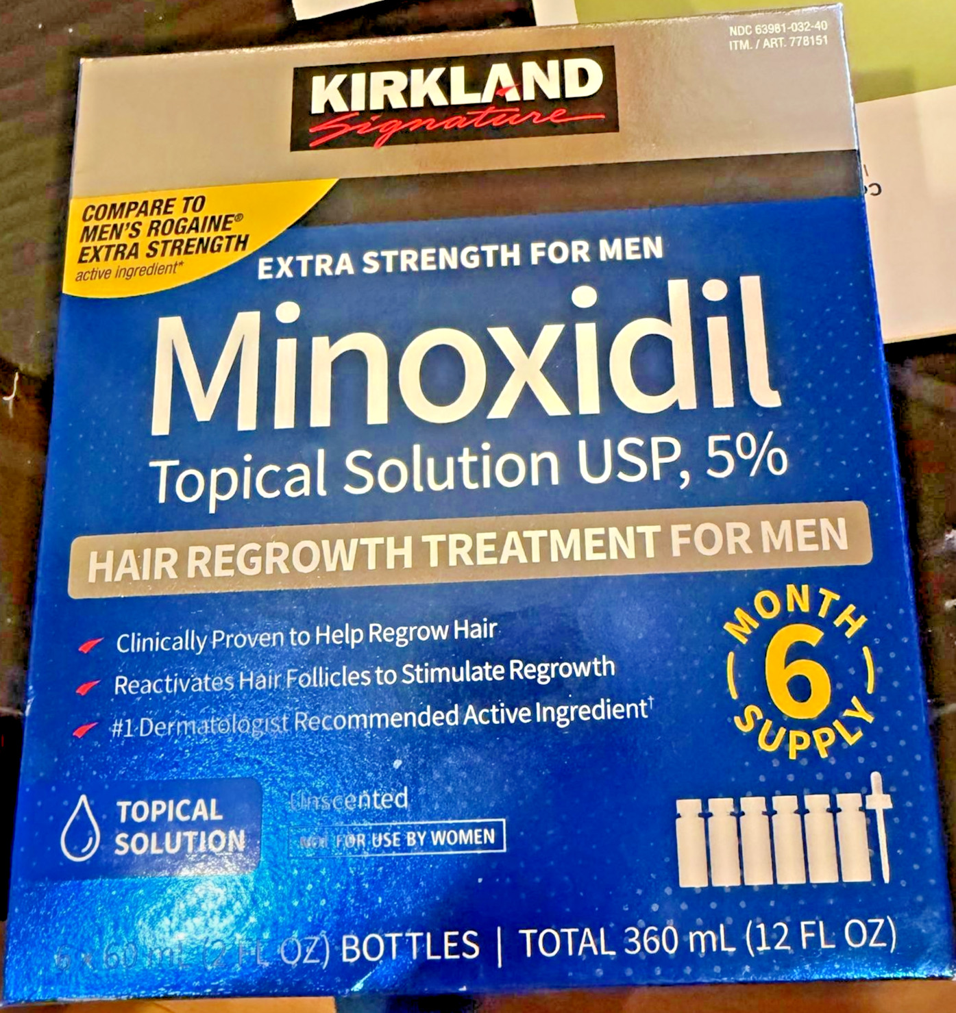 Kirkland Signature Minoxidil 5% Extra Strength  6 Month Supply, expire 03. 2028