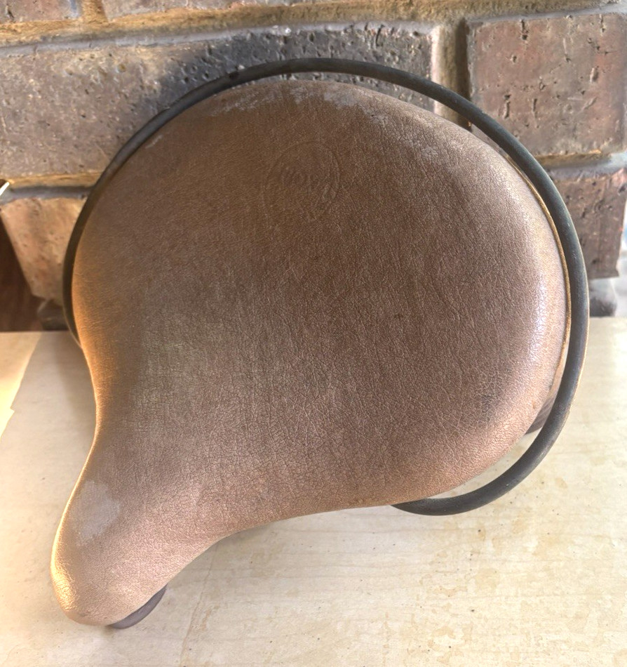 Vintage Troxel 1960s Leather Bicycle Seat Saddle with Chrome Crash Bar Vintage Troxel 1960s Leather Bicycle Seat Saddle with Chrome Crash Bar