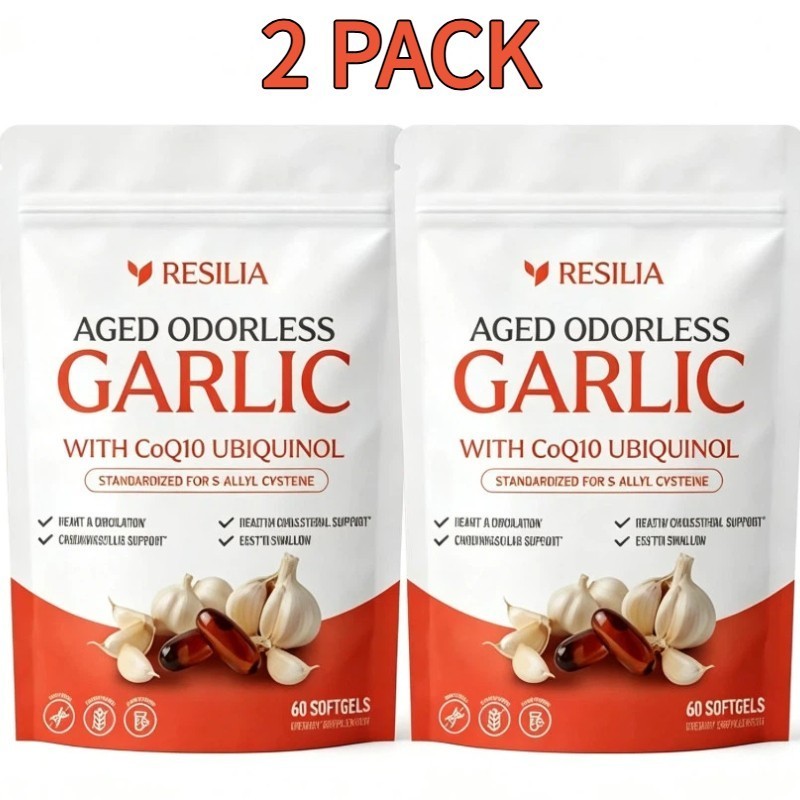 2Pack Resilia Garlic Extract 600mg Softgels (60 Count)–Odorless Aged Garlic Ext