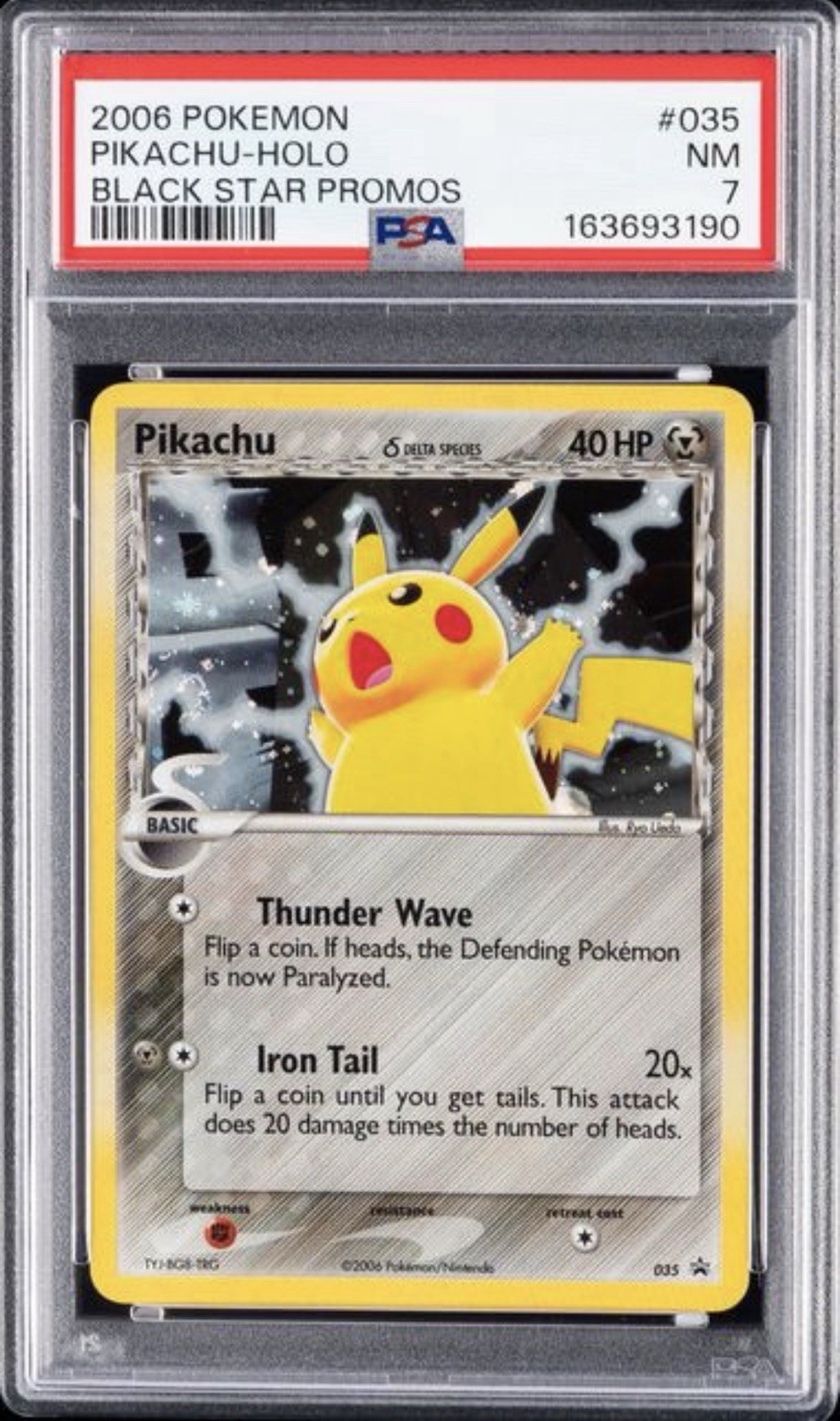*SWIRL* 🌀 2006 POKEMON BLACK STAR PROMOS #035 PIKACHU-HOLO PSA 7 *SWIRL* 🌀 2006 POKEMON BLACK STAR PROMOS #035 PIKACHU-HOLO PSA 7