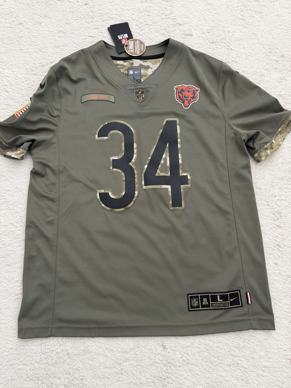 Authentic 2022 Nike Chicago Bears Walter Payton Salute to Service Jersey. Large
