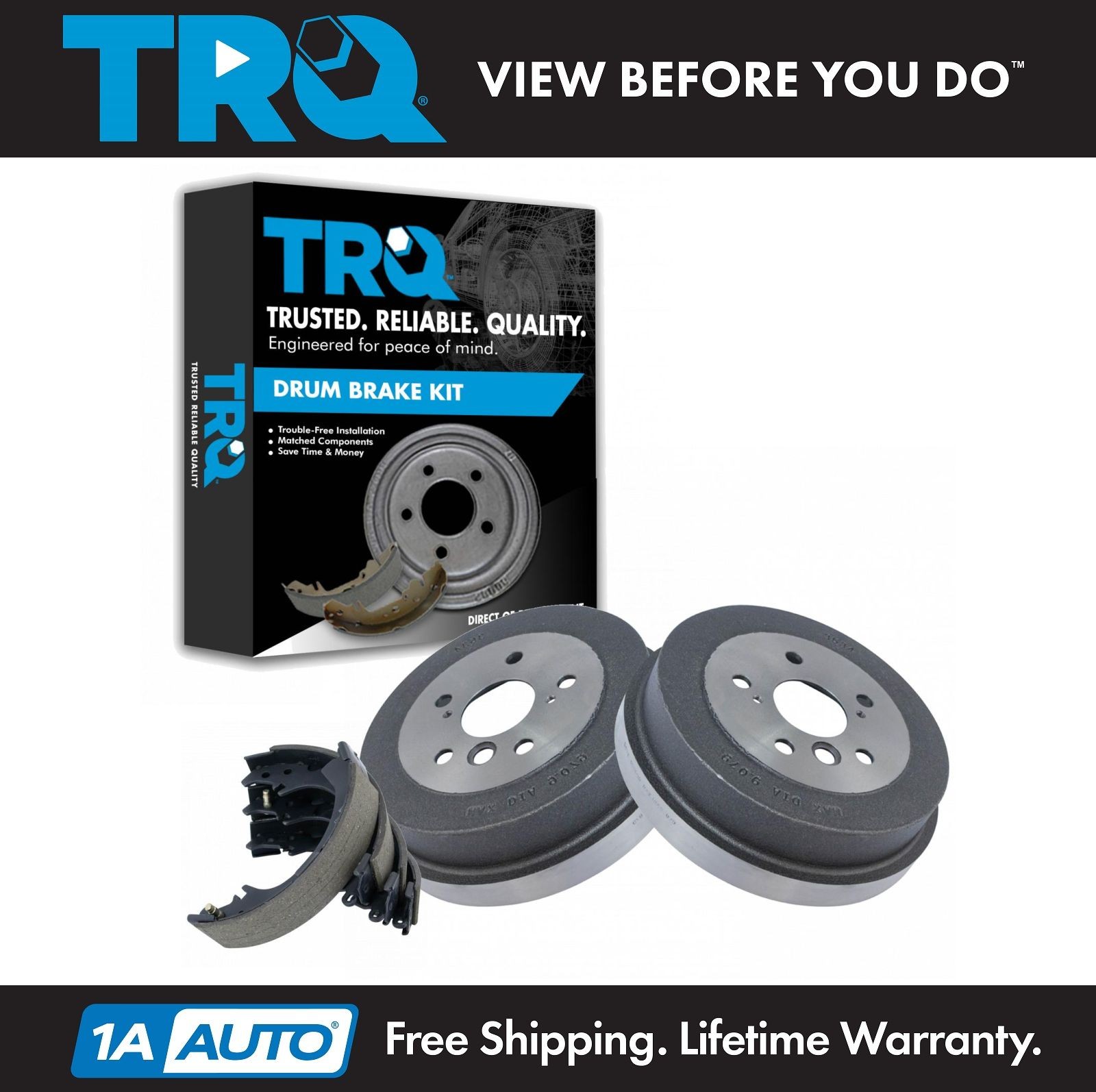 TRQ Rear Brake Drums Pair & Shoe Left & Right Set Kit for Toyota Camry Solara