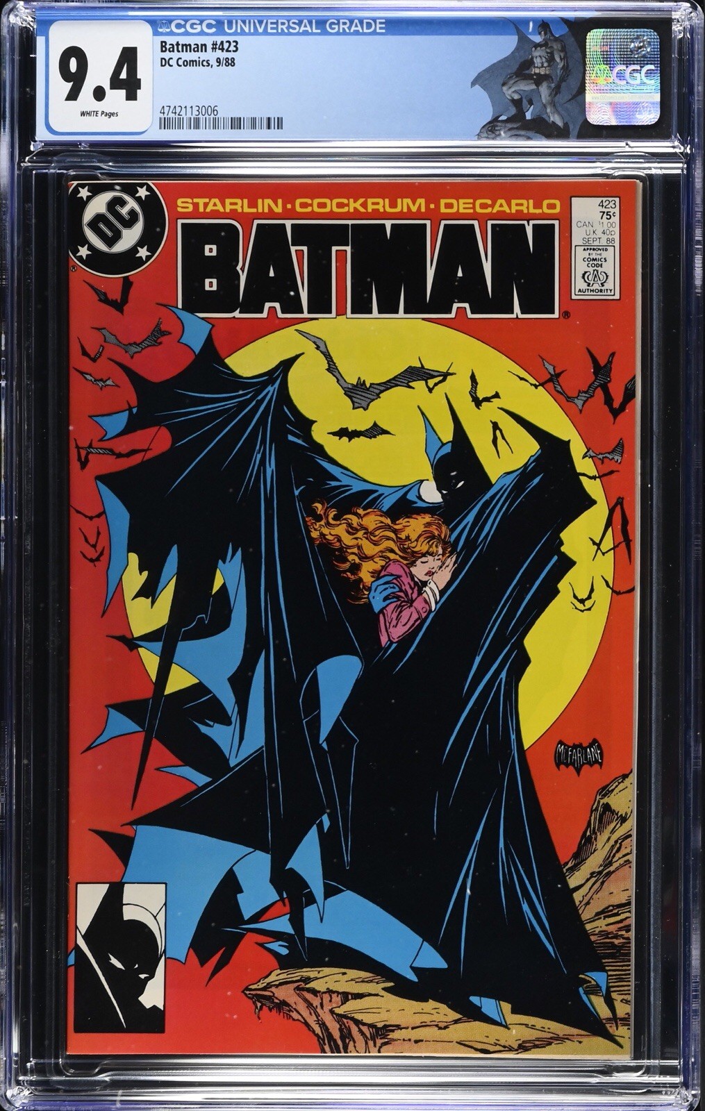 BATMAN #423 1st Print (1988) CGC 9.4 NM 🦇 Iconic Todd McFarlane Cover🔑