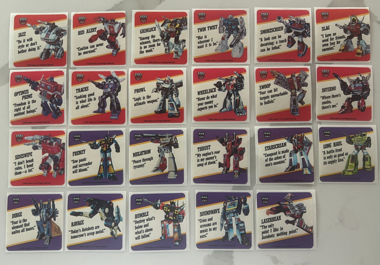 1985 Hasbro Transformers 23 Sticker Set (Minus Skywarp) Optimus Prime HOT 1985 Hasbro Transformers 23 Sticker Set (Minus Skywarp) Optimus Prime HOT