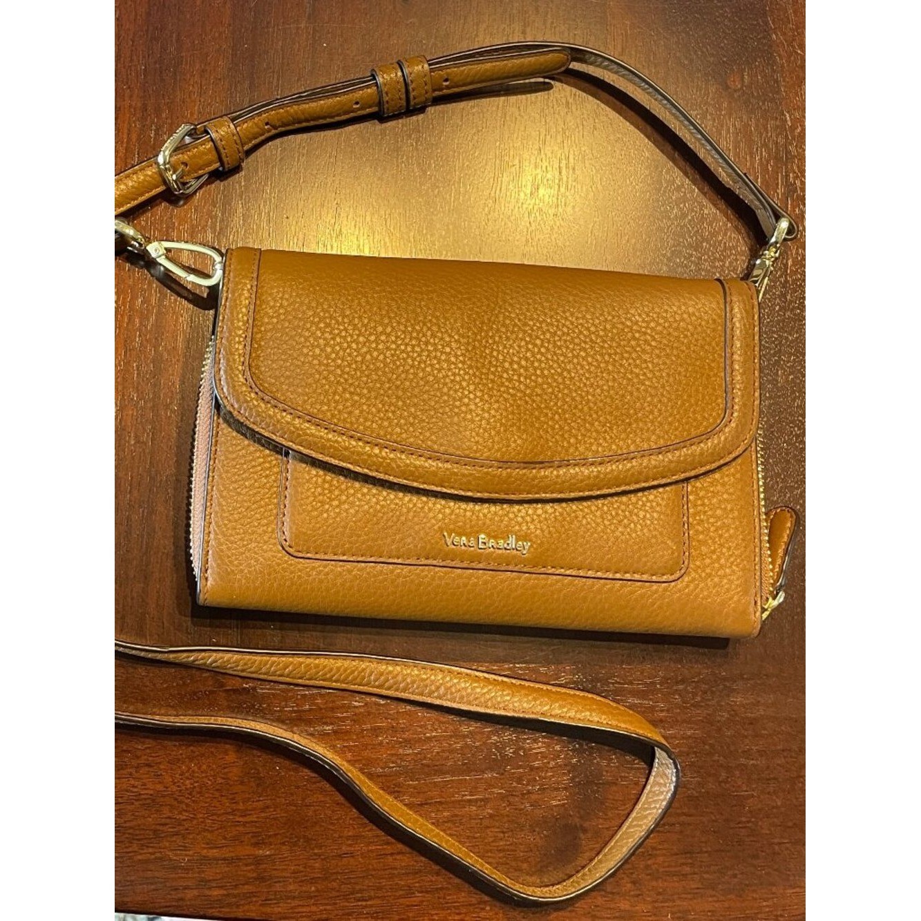 Vera Bradley Vegan Faux Leather Wallet Crossbody Bag Brown Tan Roasted Pecan Vera Bradley Vegan Faux Leather Wallet Crossbody Bag Brown Tan Roasted Pecan