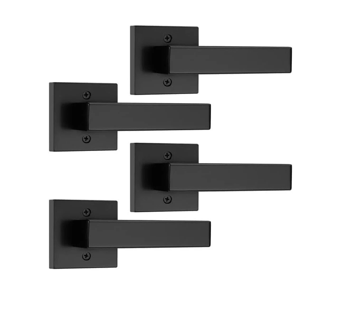 Probrico 4 Pack Door Lever Dummy Lever Door Handle for Closets French Doors BLK