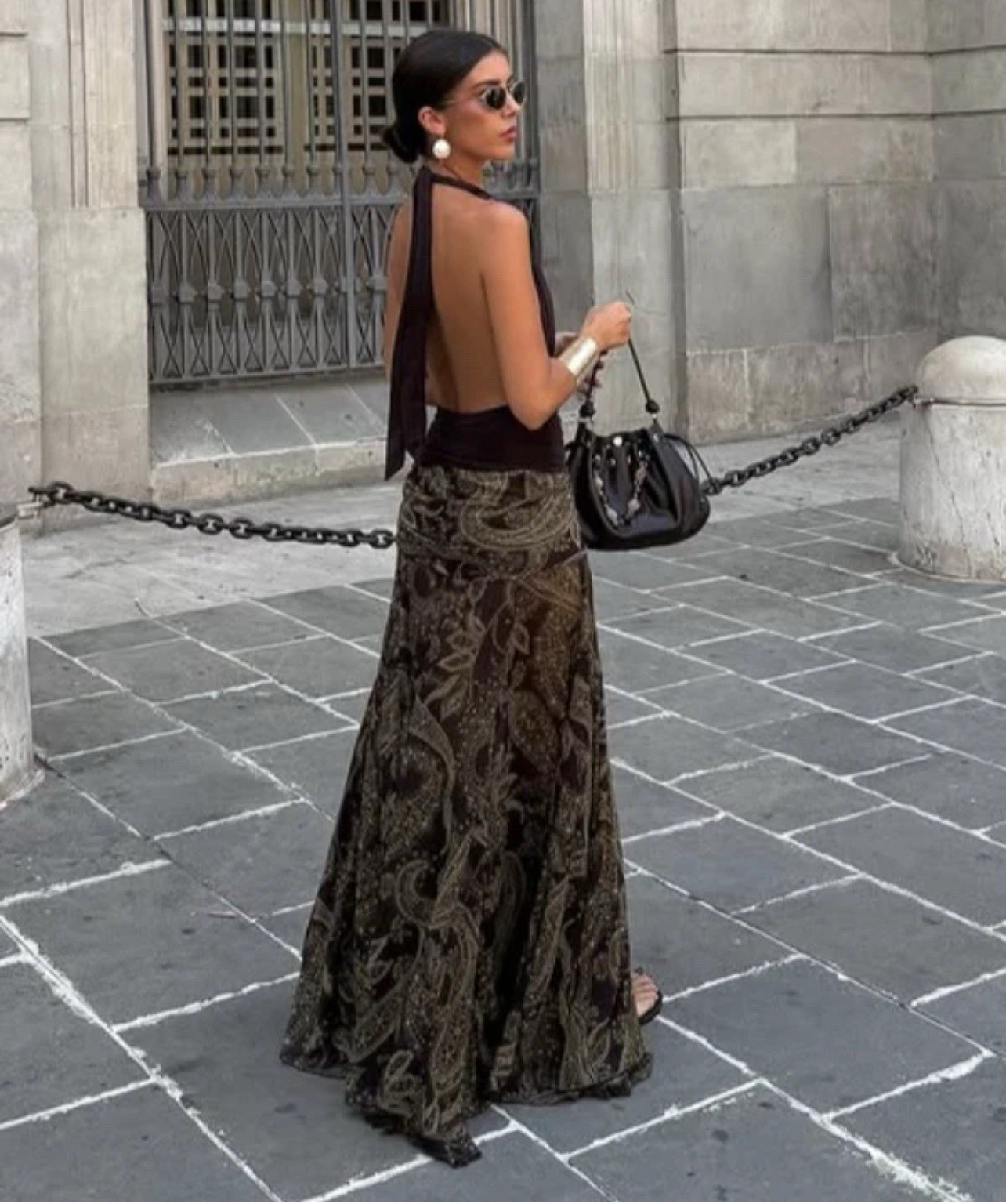 ZARA BNWT 2025. BROWN PAISLEY PRINT MAXI SKIRT HIGH WAIST. 3111/141/700