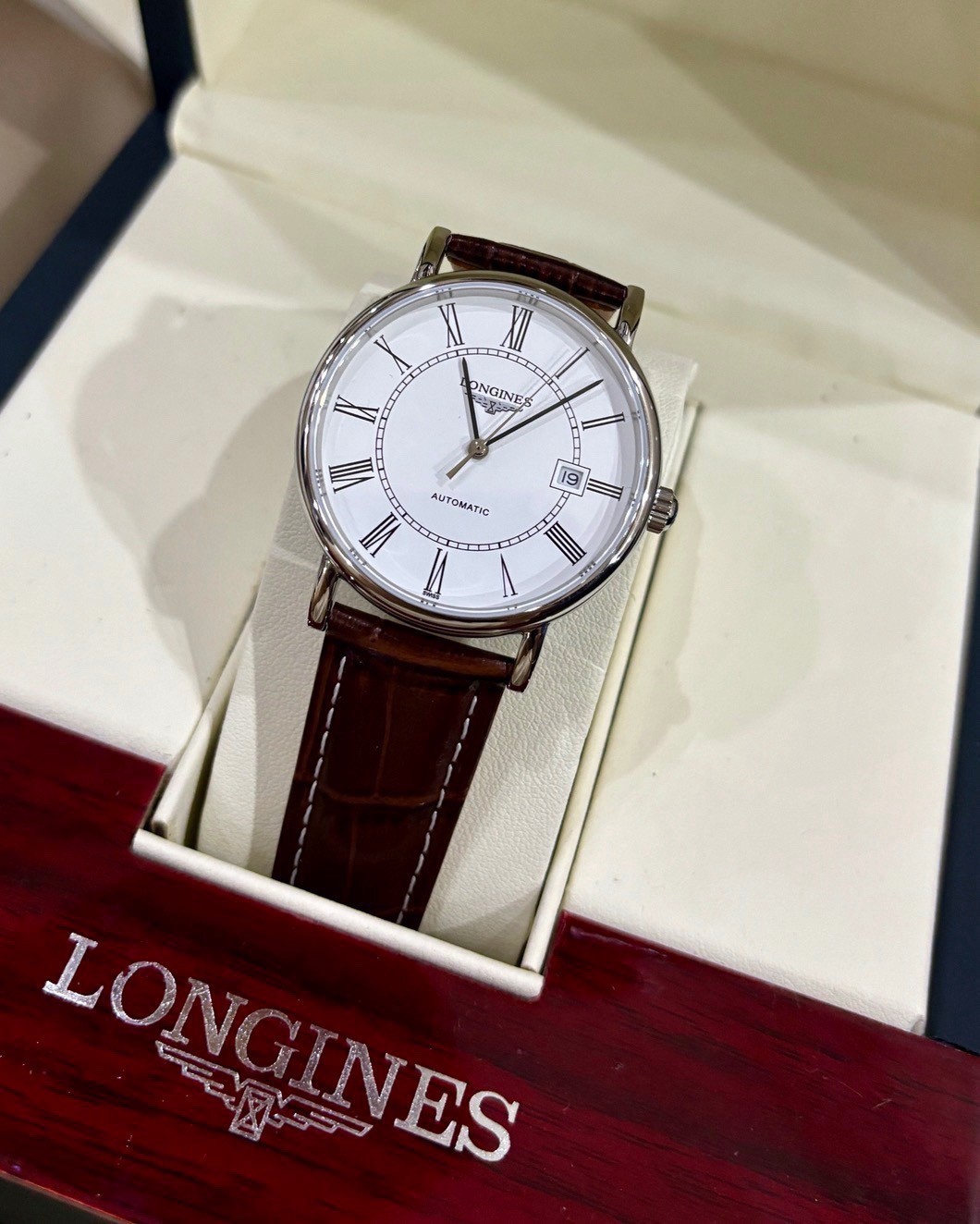 Longines L4.921.4.11.2 Presence 38.5mm White Dial Men Automatic Watch