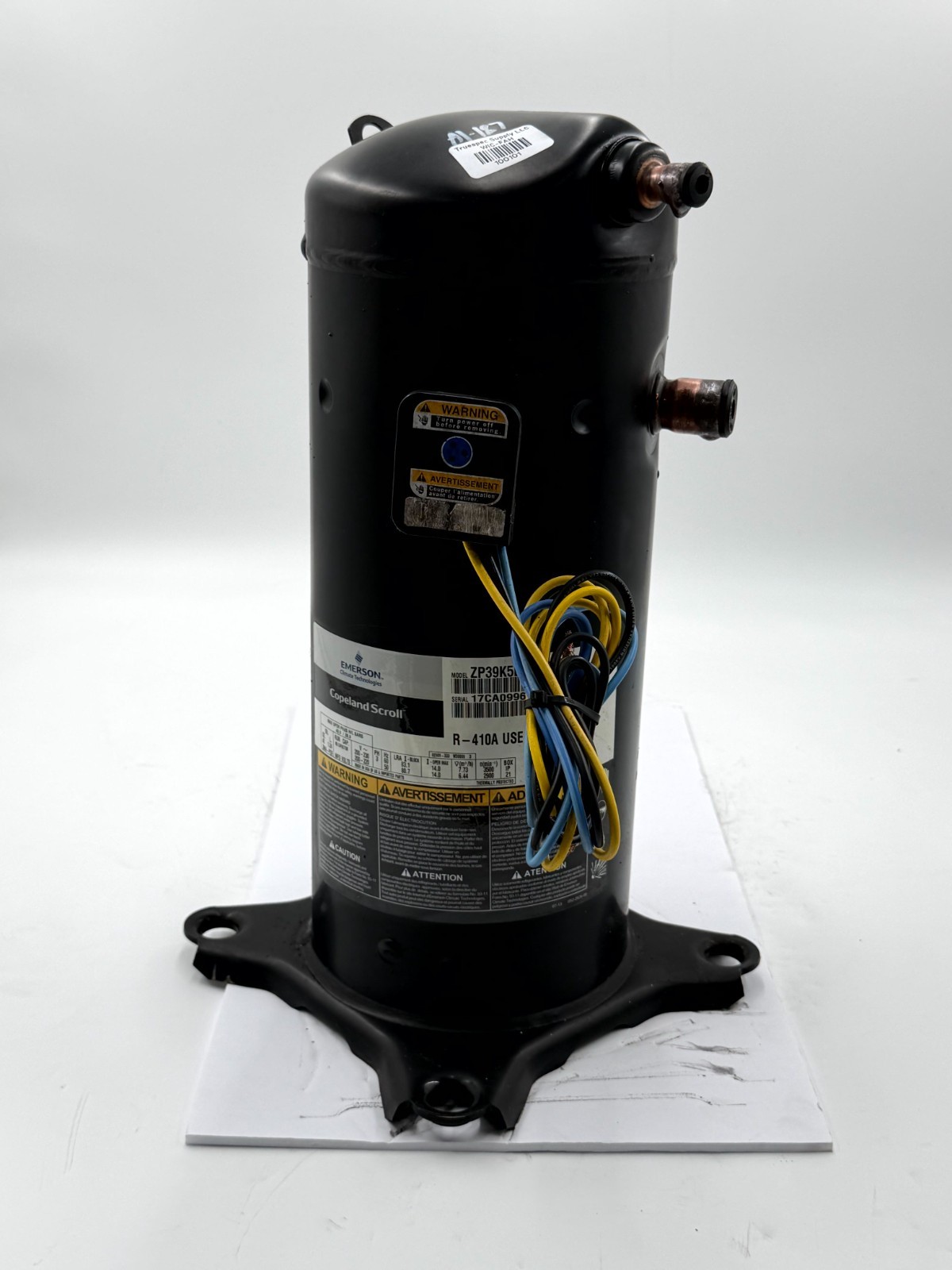 Copeland ZP39K5E-TF5-130 Scroll Compressor 3-Ton 200-230V 3PH 38000 BTU R-410A