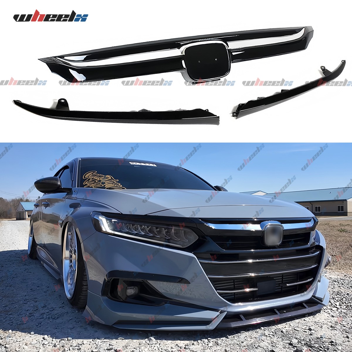 Chrome JDM Sport Style Front Grille Grill Replaced For 2021 2022 Honda Accord 3x