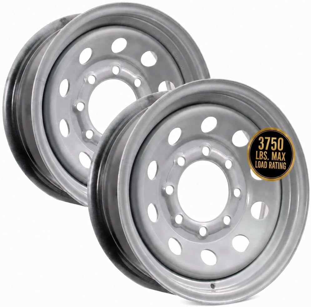 2-Pack Trailer Wheel 16X6 16 Inch 8 Lug Silver Modular Rim 3750 Lbs Max Load