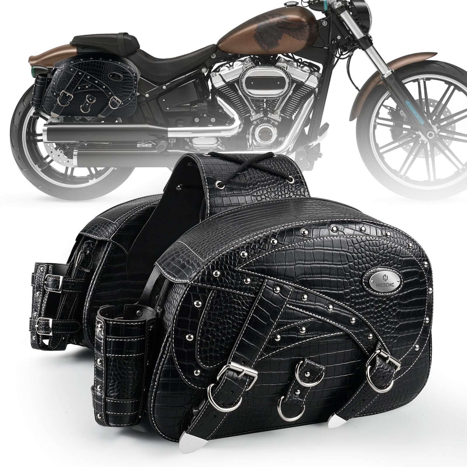 Motorcycle PU Leather Saddlebags Luggage Waterproof For Harley Dyna Wide Glide