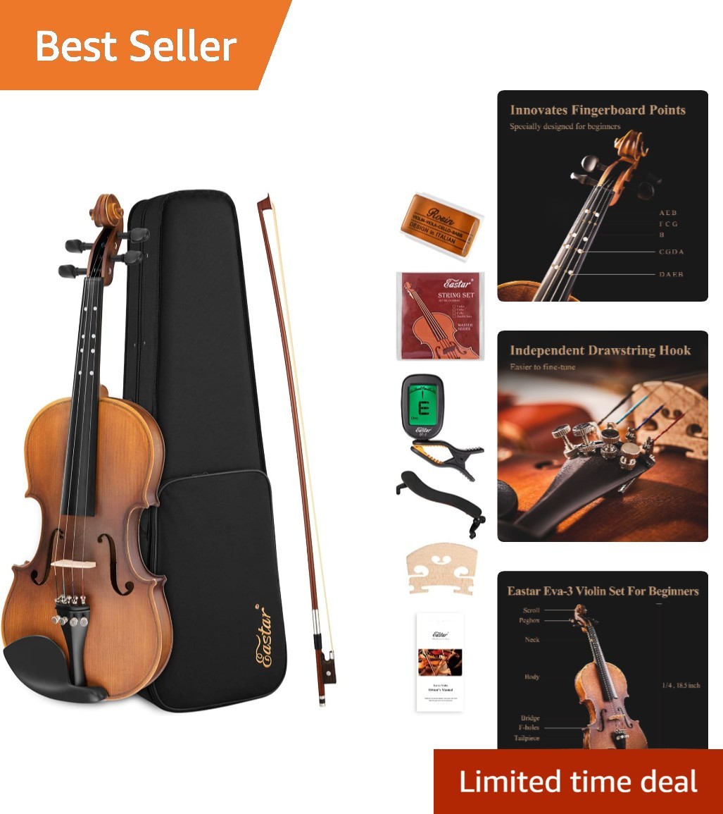 Complete Eastar 1/4 Violin Set with Shoulder Rest & Rosin for Aspiring Musicians