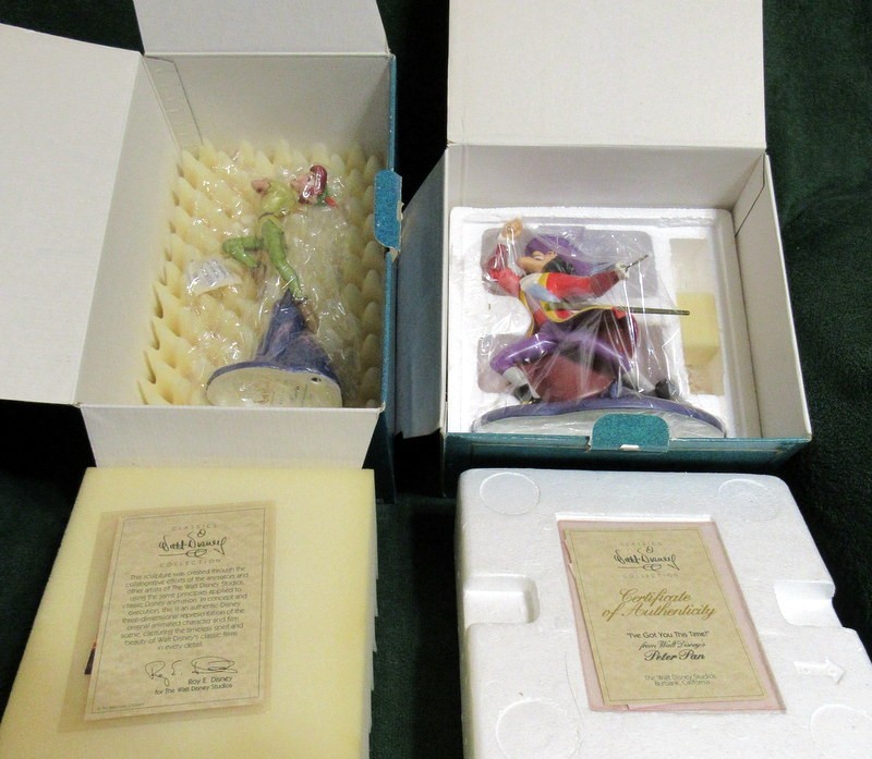 WDCC Disney Peter Pan & Captain Hook Figurine Bundle NIB COA 1993 1994 Duel Set