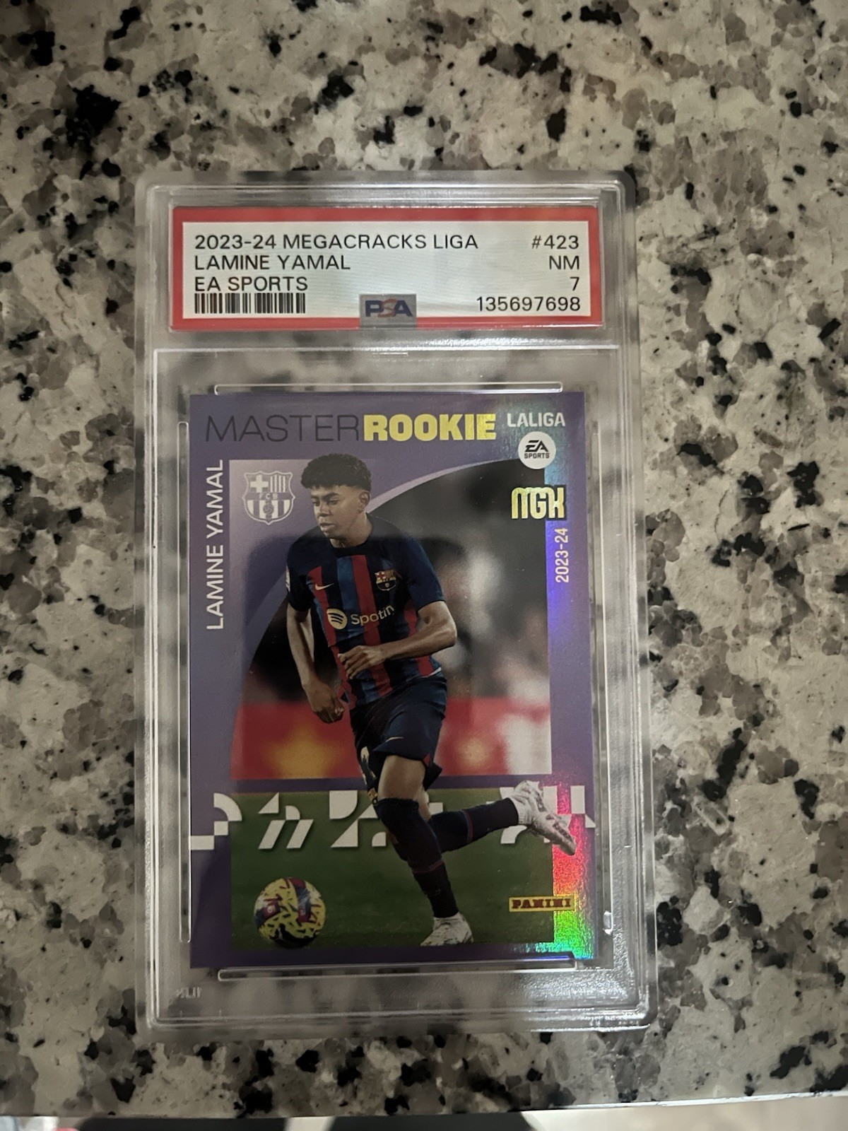2023-24 Panini Megacracks La Liga EA SportsMaster Rookie Lamine Yamal #423 PSA 7 2023-24 Panini Megacracks La Liga EA SportsMaster Rookie Lamine Yamal #423 PSA 7