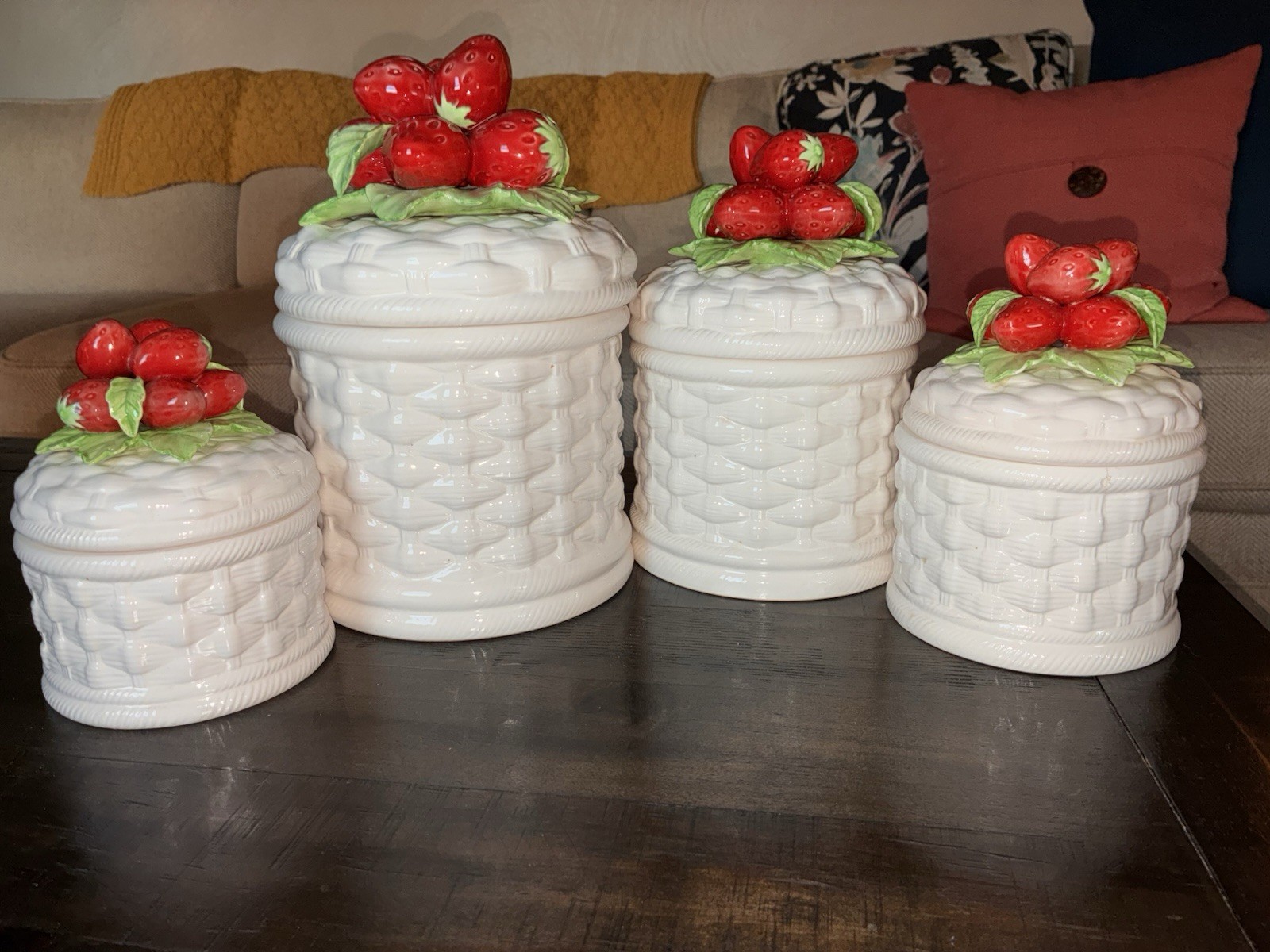 Vintage ‘70s Sears Roebuck & Co. Strawberry Ceramic Canisters