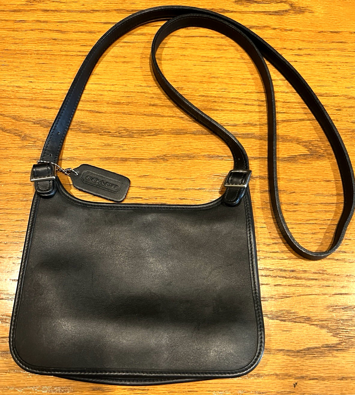 COACH Bag 9132 Saddle Crossbody Bag Black Leather Vintage USA