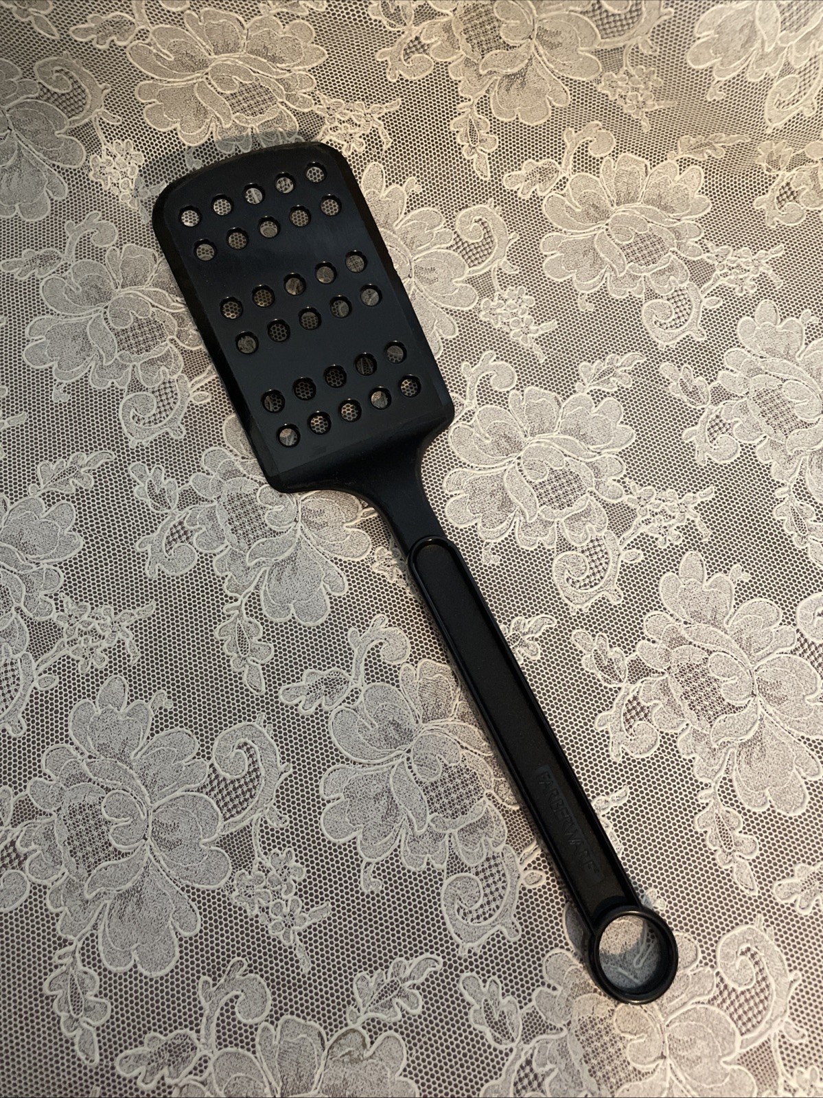Vintage FARBERWARE Black Nylon Slotted Spatula Turner Flipper Ring Handle Retro Vintage FARBERWARE Black Nylon Slotted Spatula Turner Flipper Ring Handle Retro