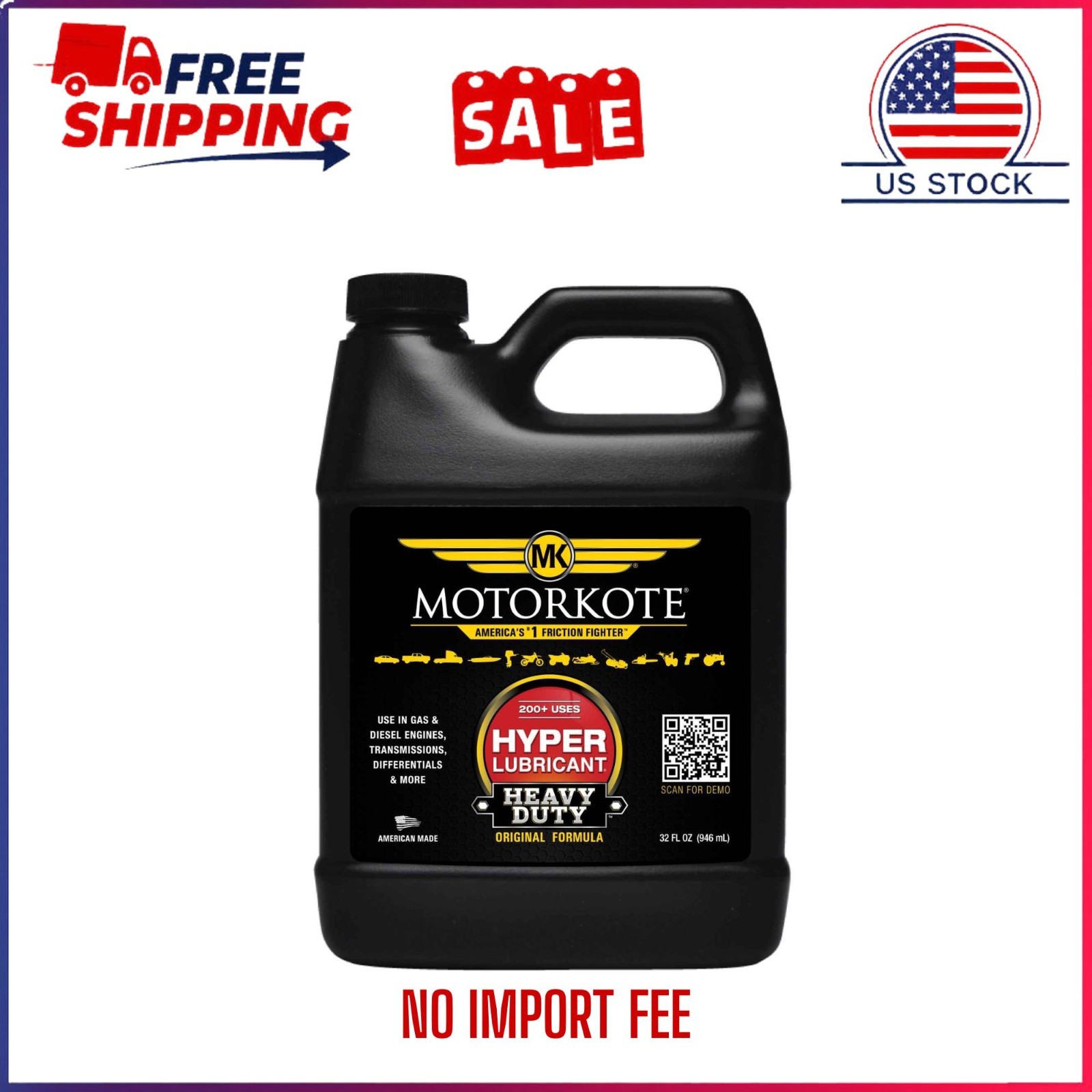 MotorKote Hyper Lubricant, Engine Treatment Gas or Diesel Lubricant, 32 oz