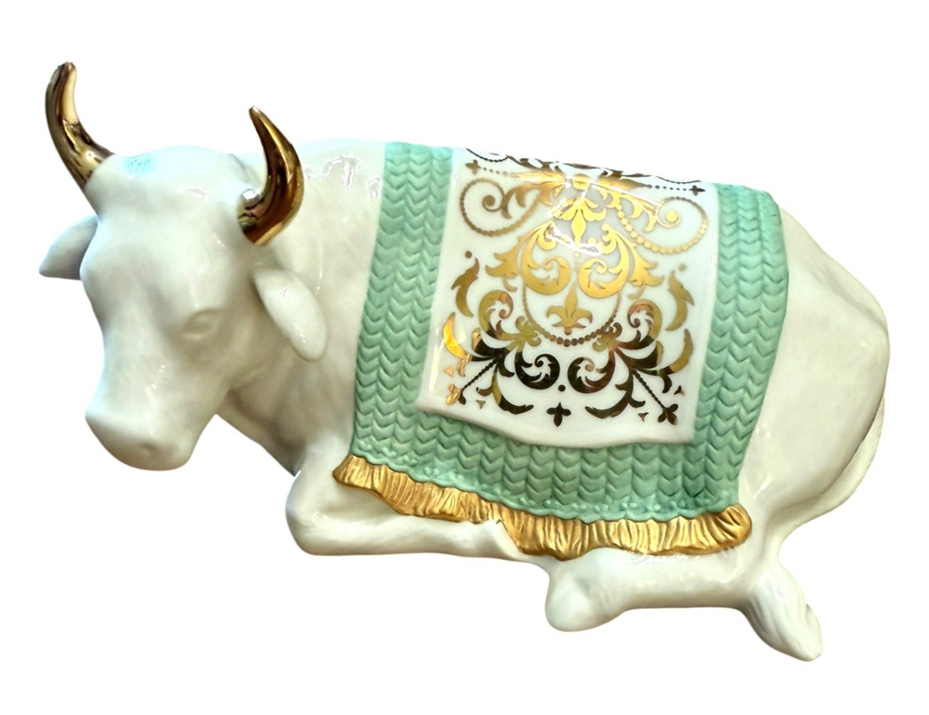 Lenox First Blessing Nativity Ox Figurine 7603885 Porcelain 24K Gold Retired