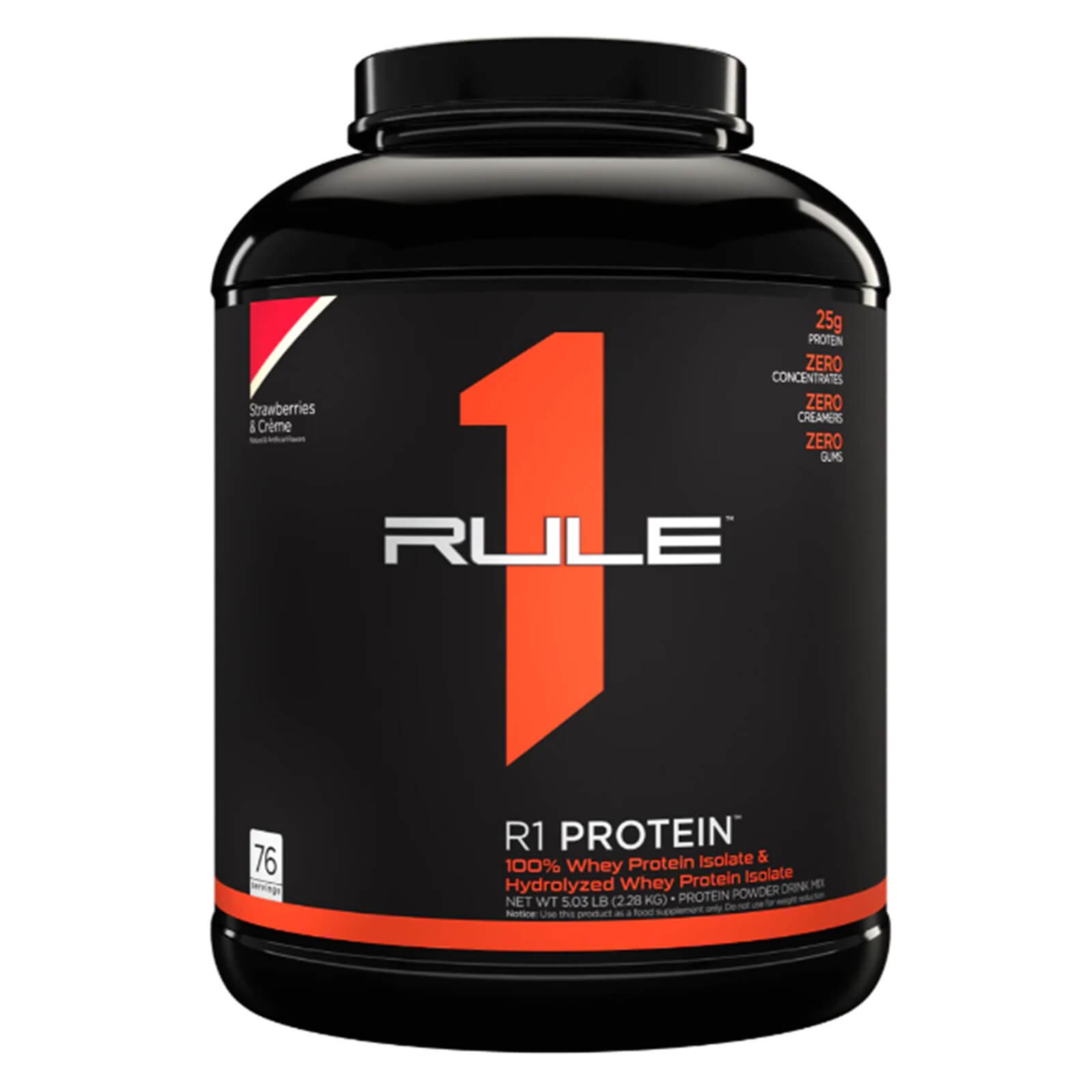 RULE 1 Protein 76 serv Strawberries Creme Whey Isolate Hydrolysate 5.03lb RULE 1 Protein 76 serv Strawberries Creme Whey Isolate Hydrolysate 5.03lb