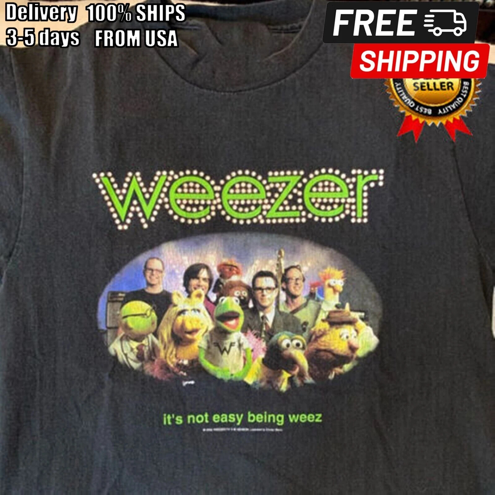 Weezer x The Muppets 2002 Vintage Alternative Rock Funny Music Graphic Tee