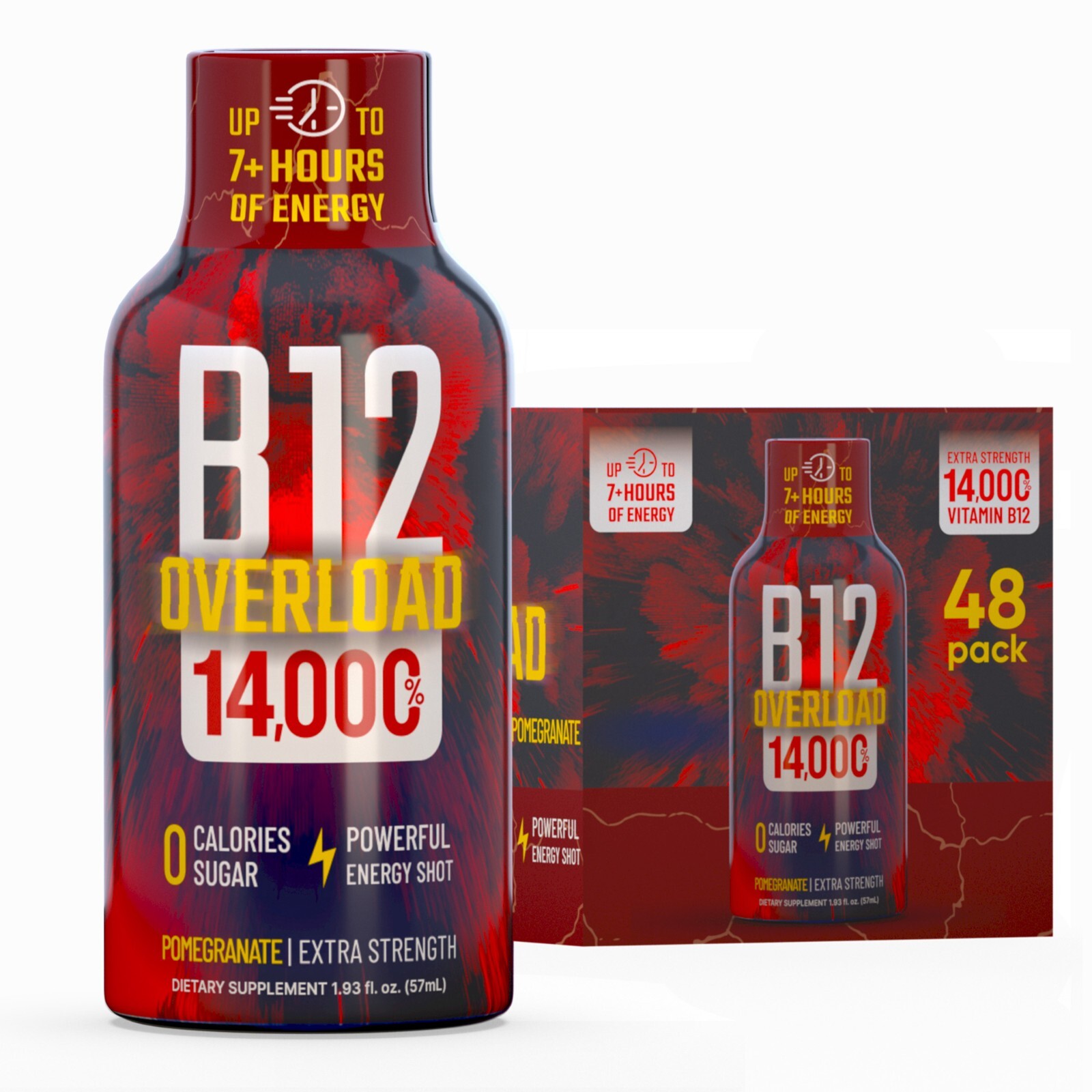 (48 Pack) GAQ B12 Overload Energy Shots, Pomegranate, Up to 7+ Hours of Energy (48 Pack) GAQ B12 Overload Energy Shots, Pomegranate, Up to 7+ Hours of Energy