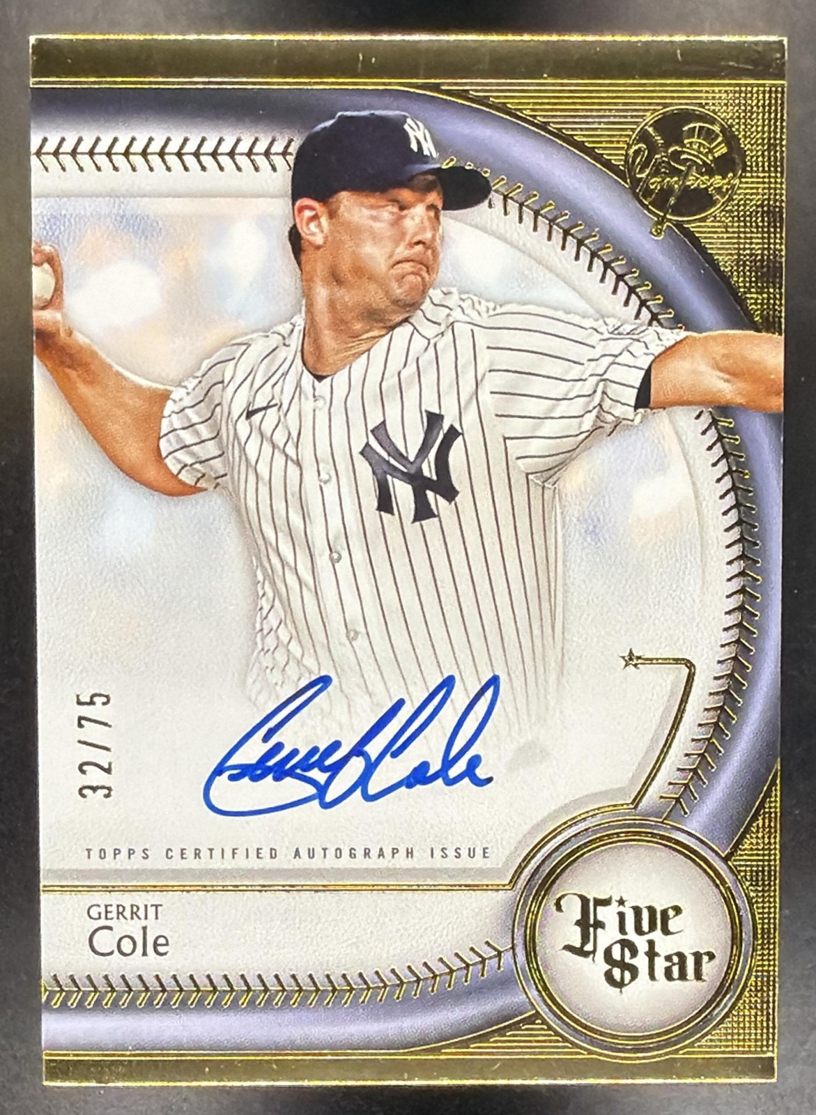 Gerrit Cole 2025 Topps Five Star #FSA-GC Auto Aqua 32/75 Yankees Gerrit Cole 2025 Topps Five Star #FSA-GC Auto Aqua 32/75 Yankees