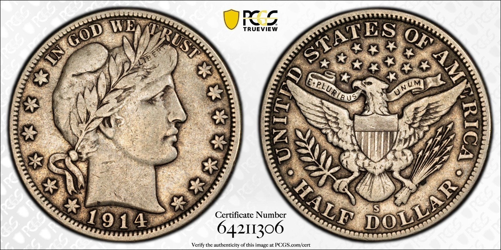 1914 S Barber Half Dollar   PCGS VF 30  Sharp Original w/ Excellent Eye Appeal