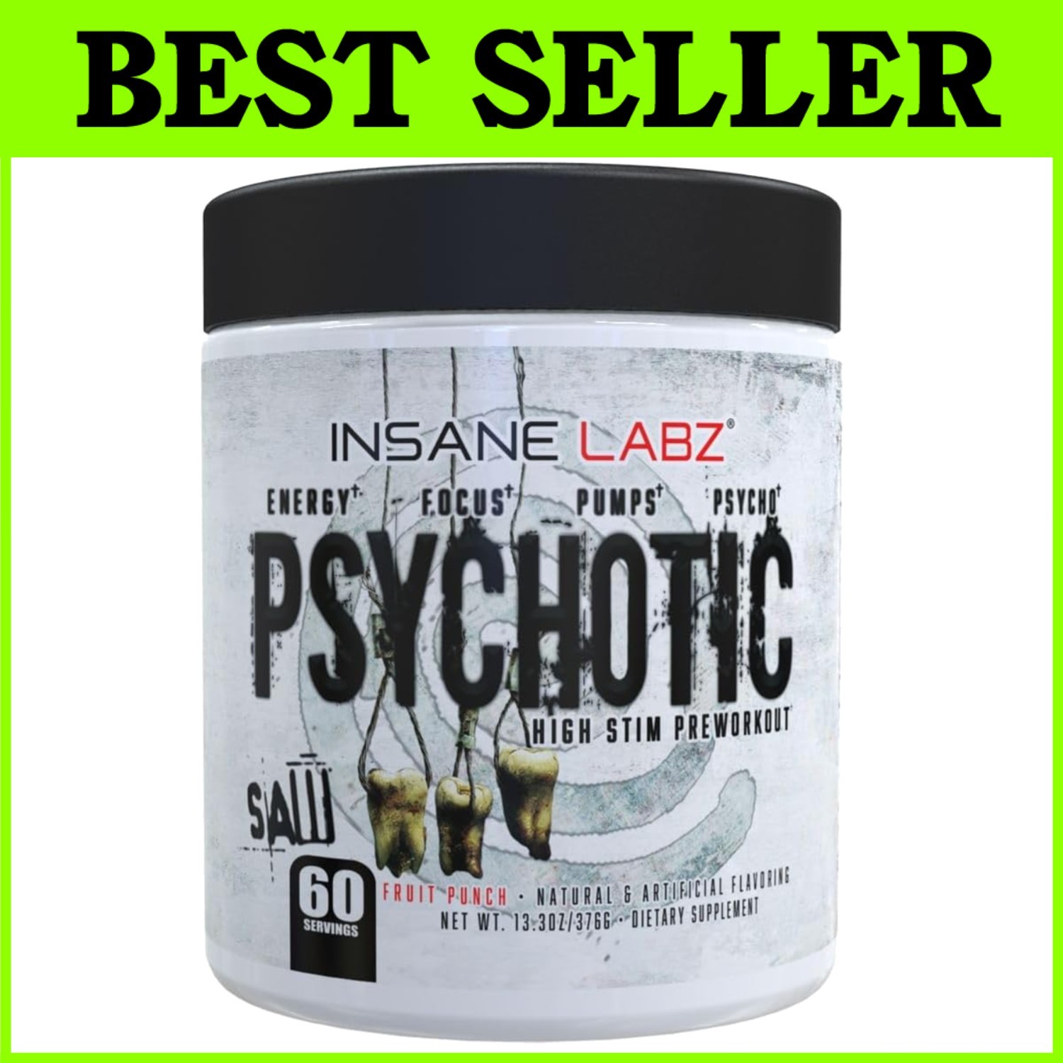 Psychotic SAW Pre Workout Powder, Energy and Endurance Boost