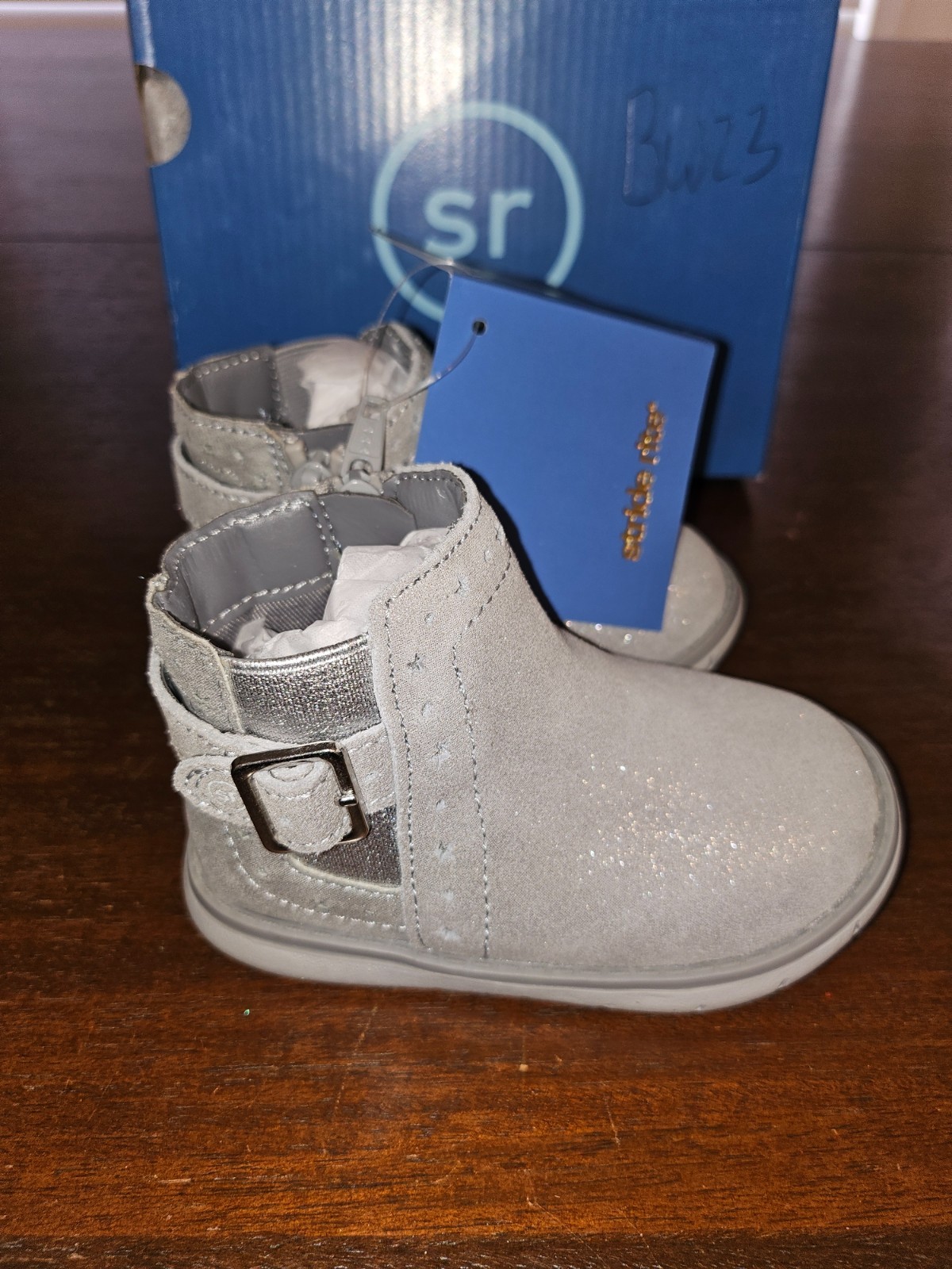 Stride Rite SRT Agnes Silver Booties Size 4.5W NEW In box
