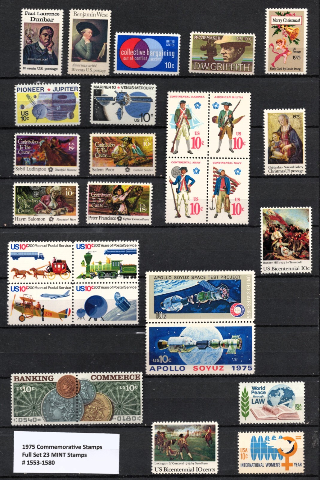 1975 MINT US Commemorative Full Year Stamp Set SC #1558-80 MINT NH 1975 MINT US Commemorative Full Year Stamp Set SC #1558-80 MINT NH