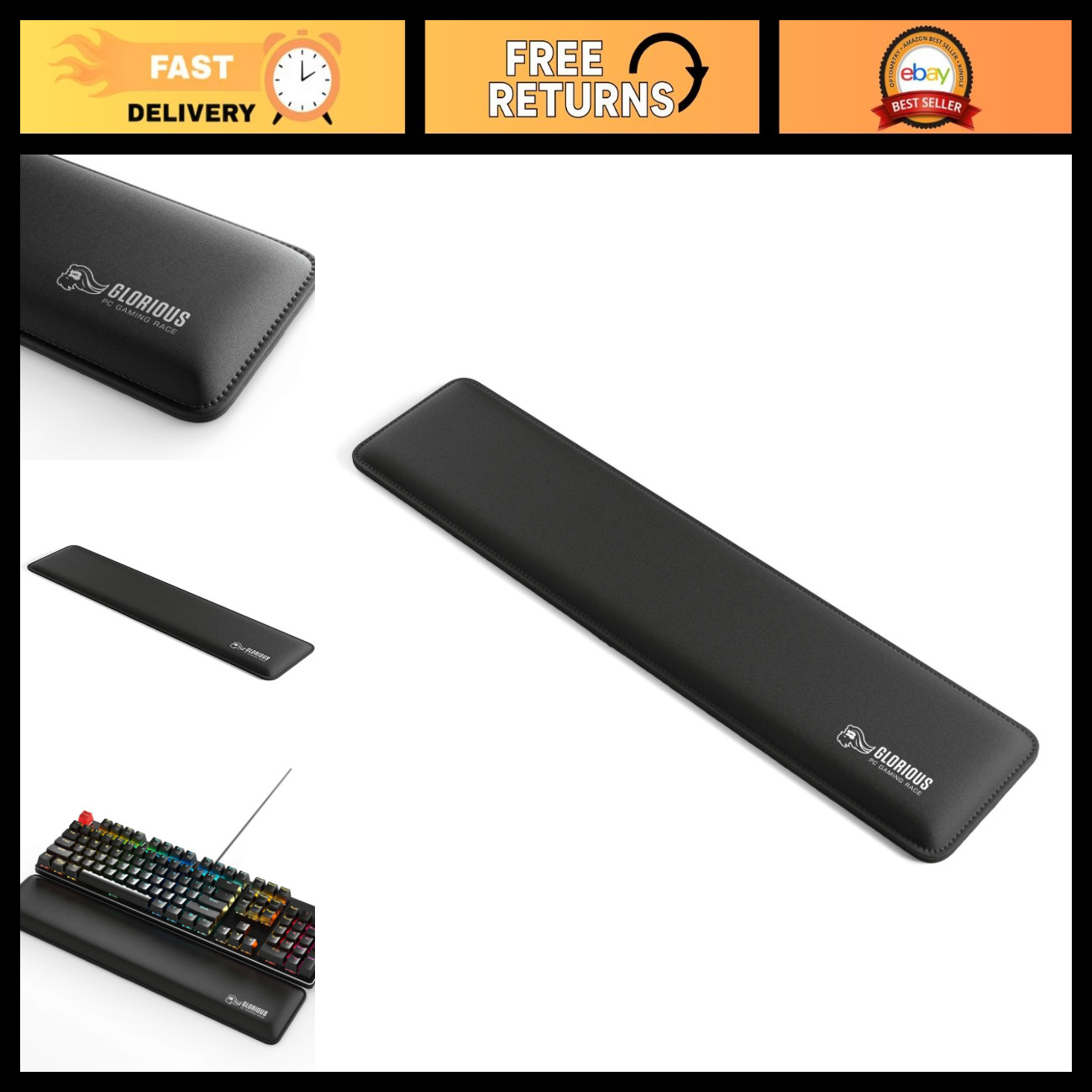 Gaming Wrist Pad/Rest 17.5x4 inches - Ergonomic Support for Comfort & Precision