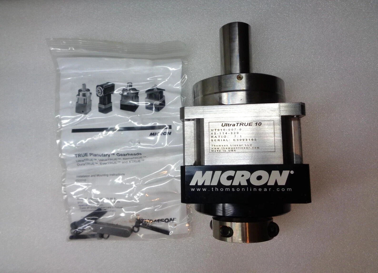 Thomson Micron UltraTRUE UT010-007-0 Planetary Gearhead 7:1 Ratio 42-114-329 NEW