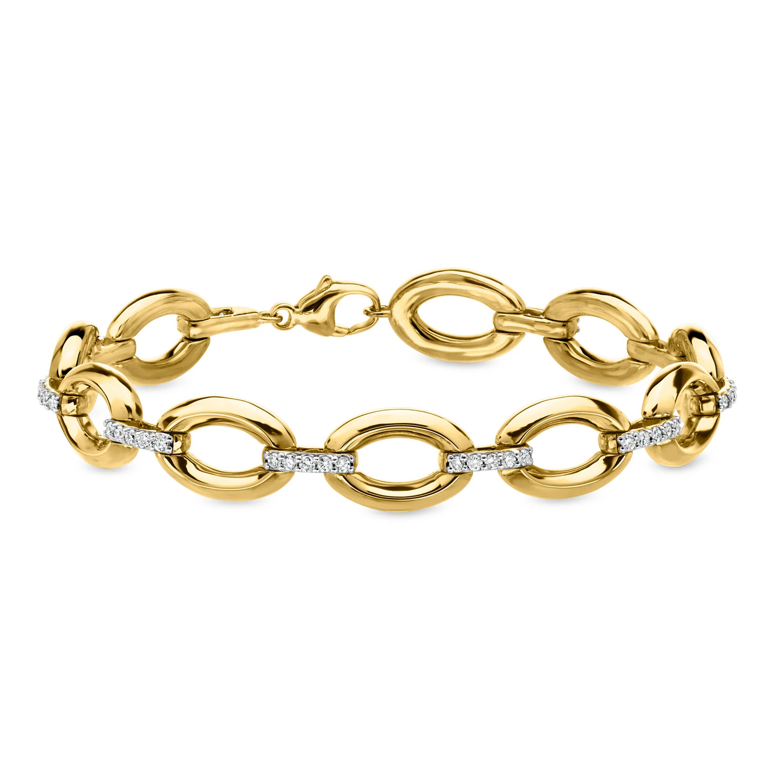 0.75 ct. t.w. Lab-Grown Diamond Oval-Link Bracelet in 18kt Gold Over Sterling